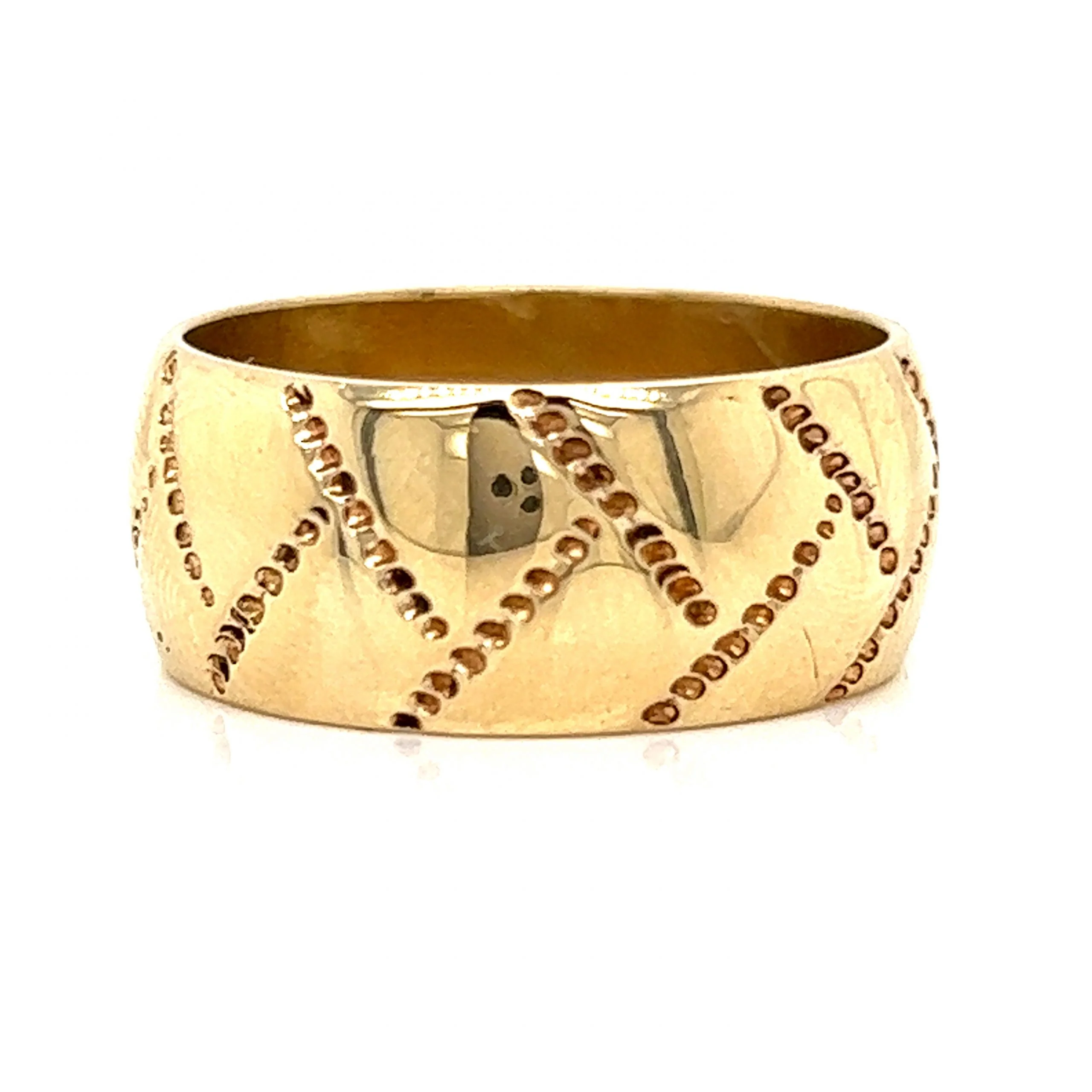 Men's Woven Pattern Wedding Band in 14k Yellow Gold - Image 2