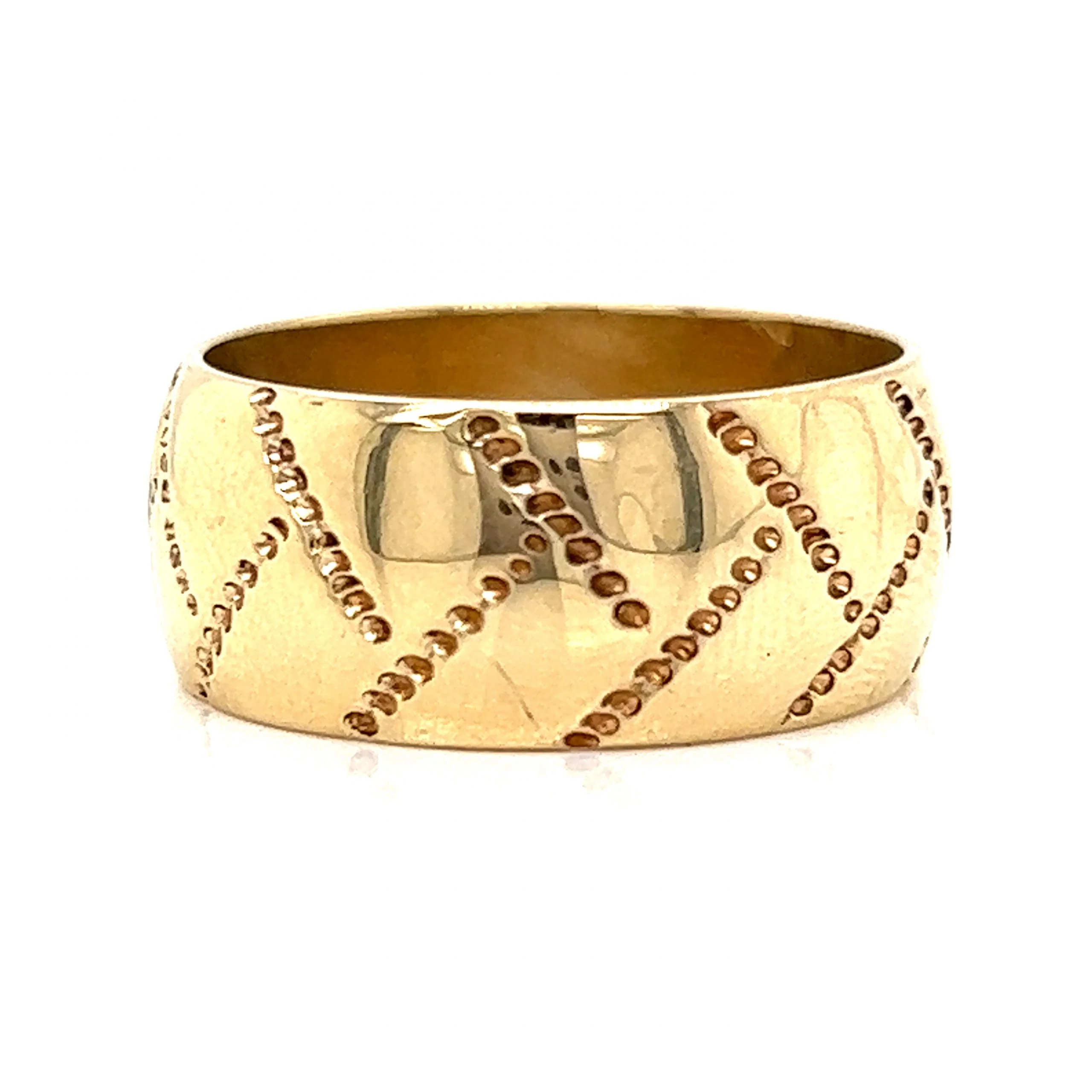 Men's Woven Pattern Wedding Band in 14k Yellow Gold - Image 3