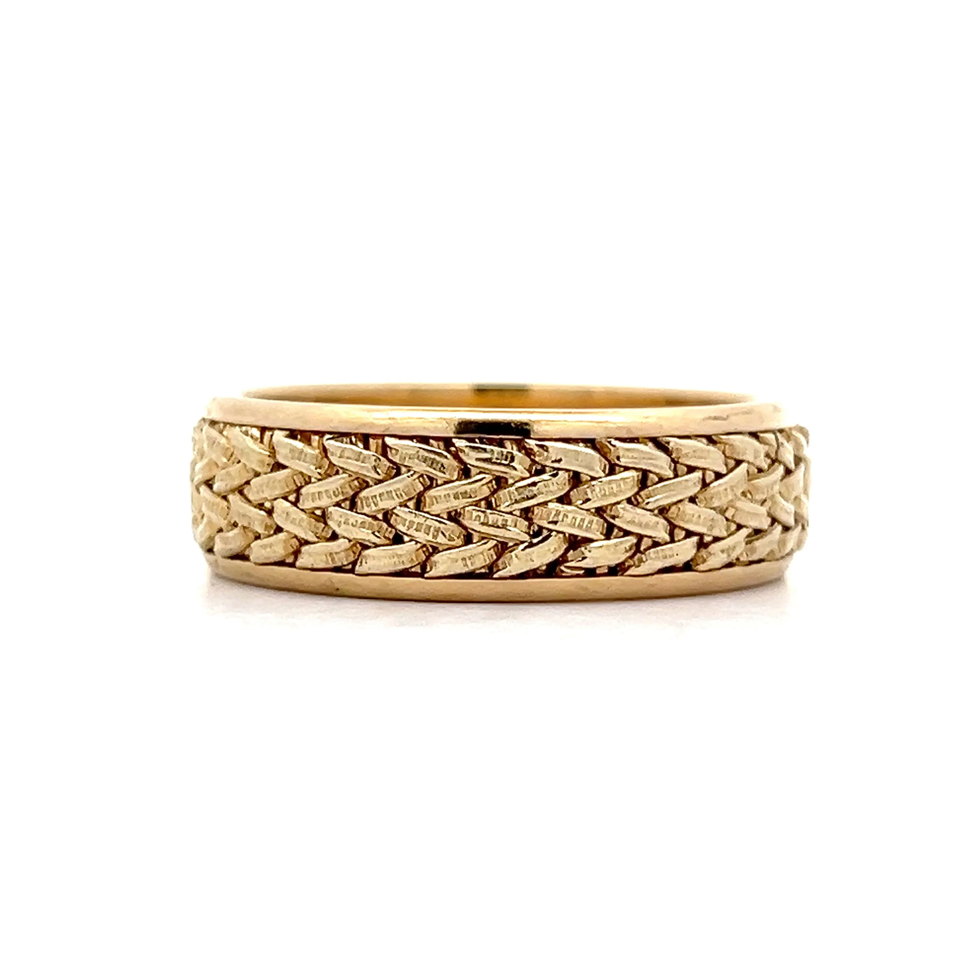 Men's Woven Textured Wedding Band in 14k Yellow Gold - Image 2