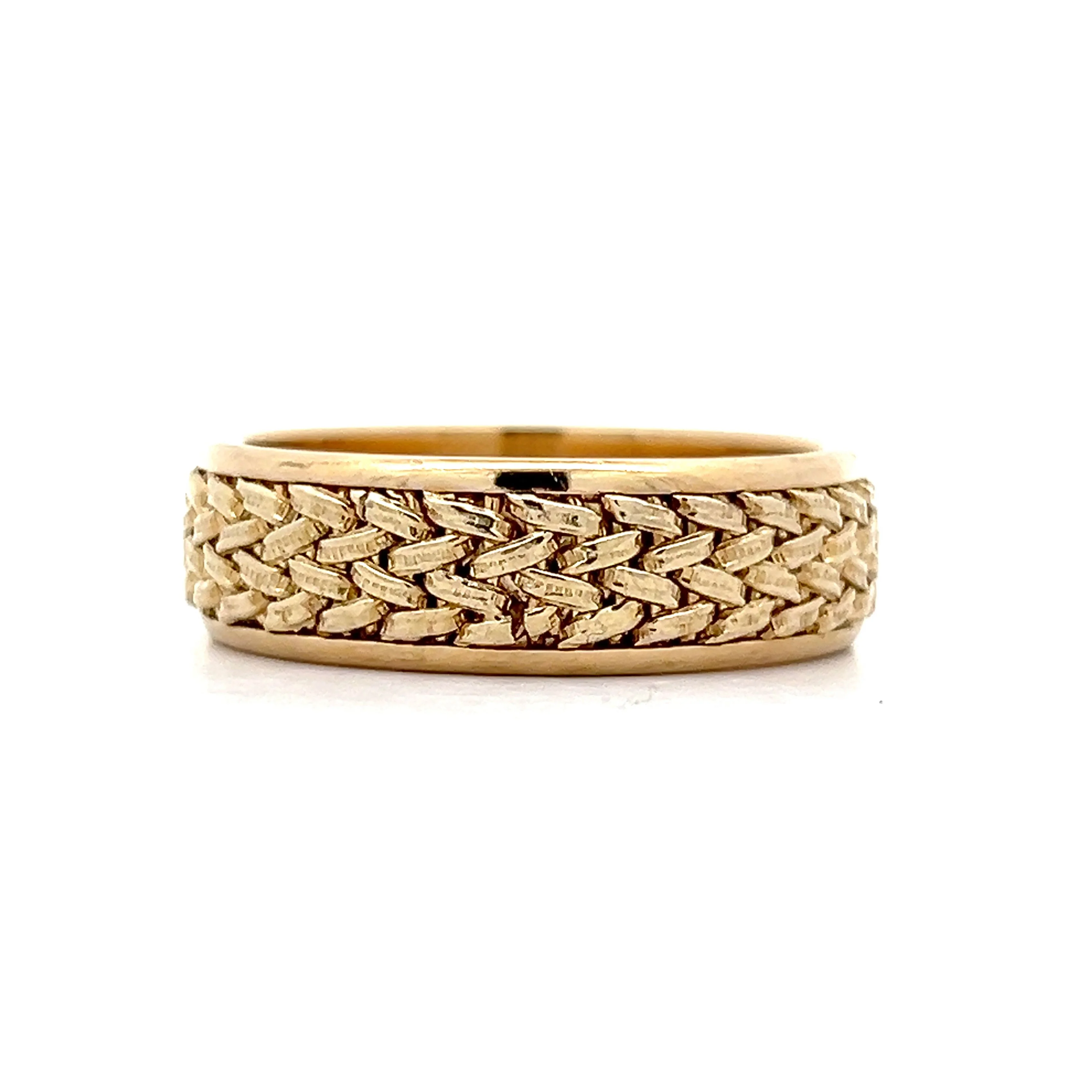 Men's Woven Textured Wedding Band in 14k Yellow Gold - Image 3