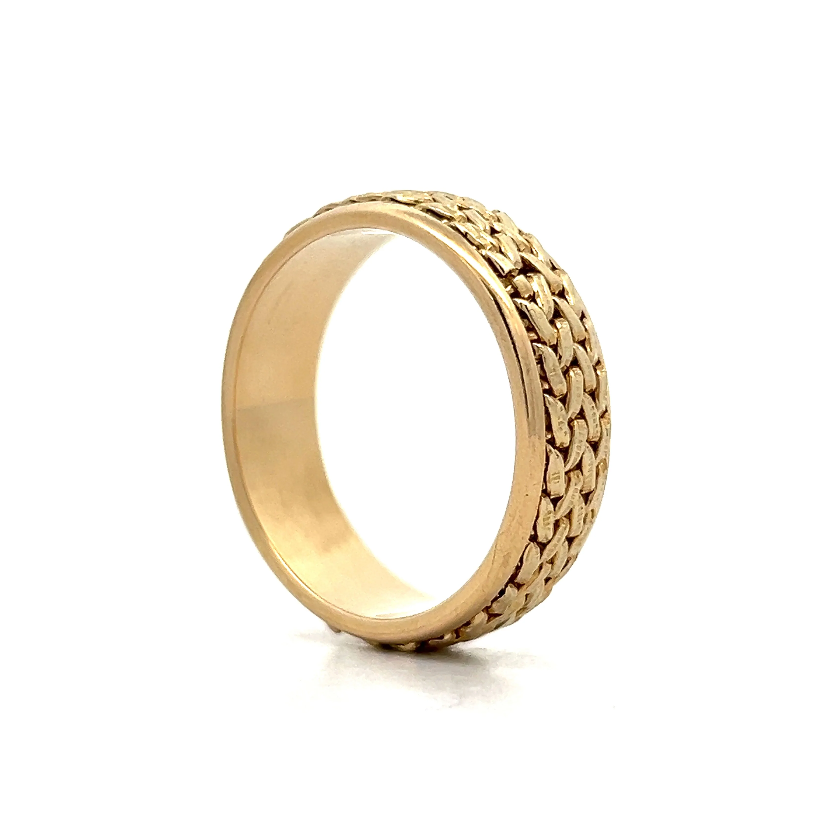 Men's Woven Textured Wedding Band in 14k Yellow Gold - Image 5