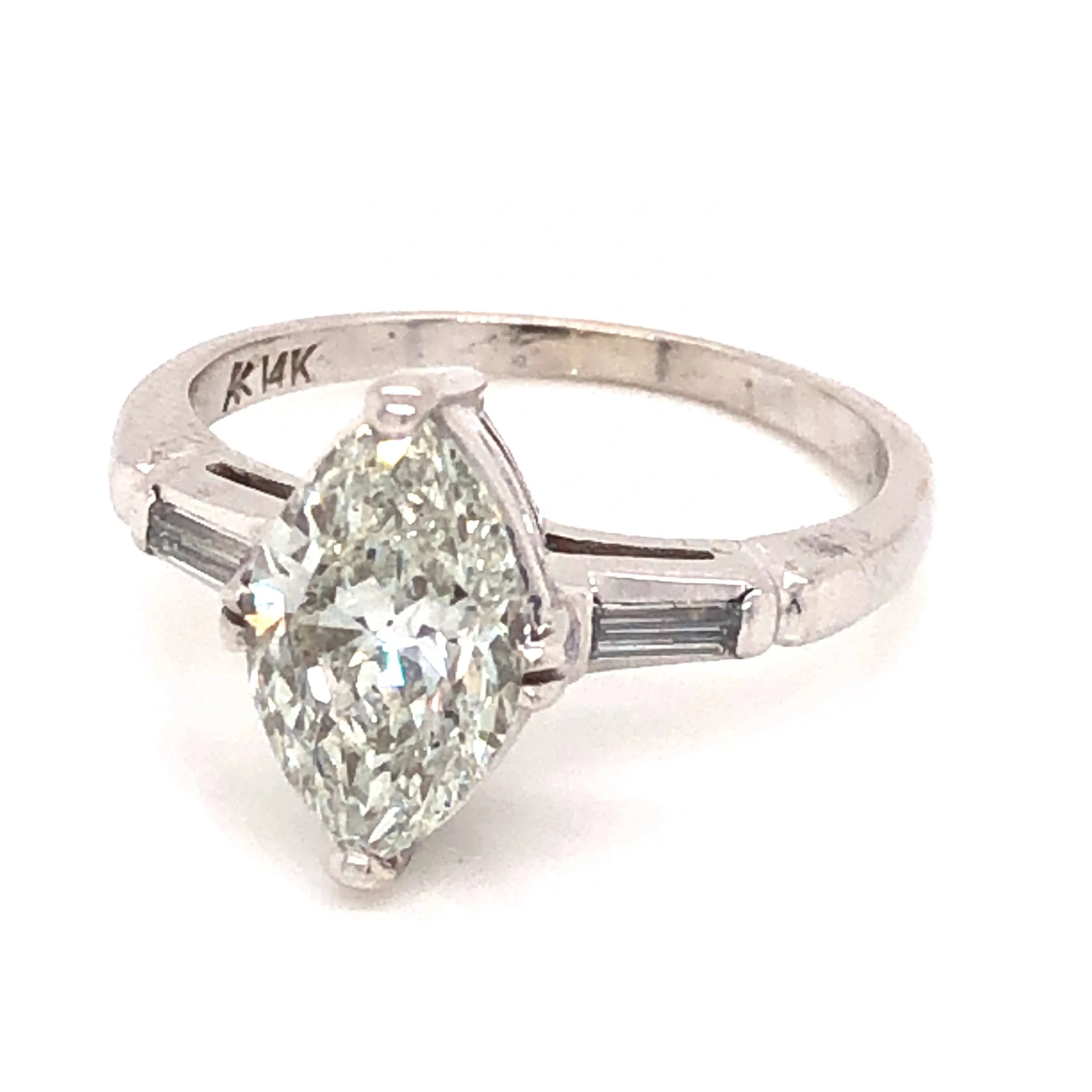 Mid-Century 1.34 Marquise Diamond Engagement Ring in 14k White Gold - Image 2