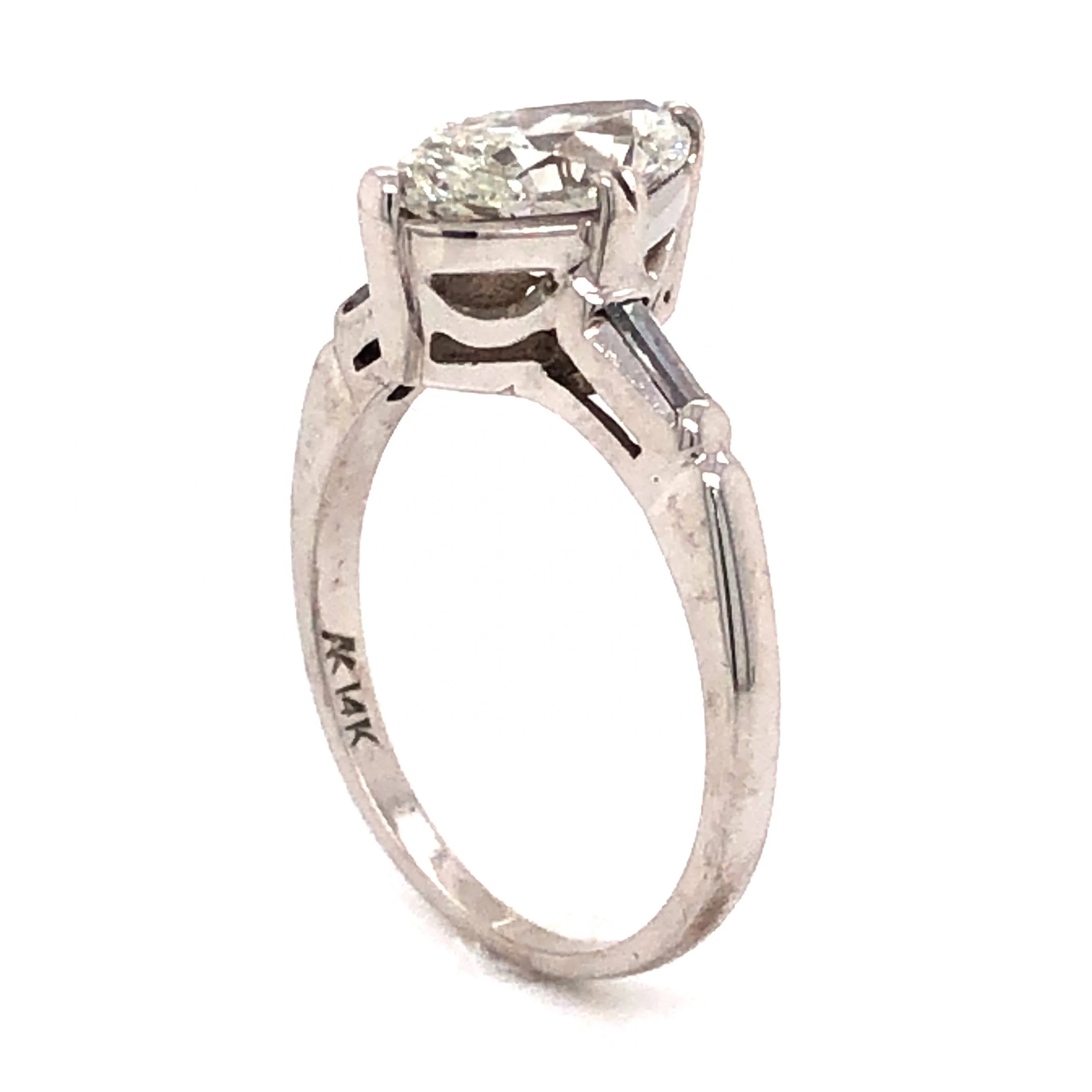 Mid-Century 1.34 Marquise Diamond Engagement Ring in 14k White Gold - Image 4