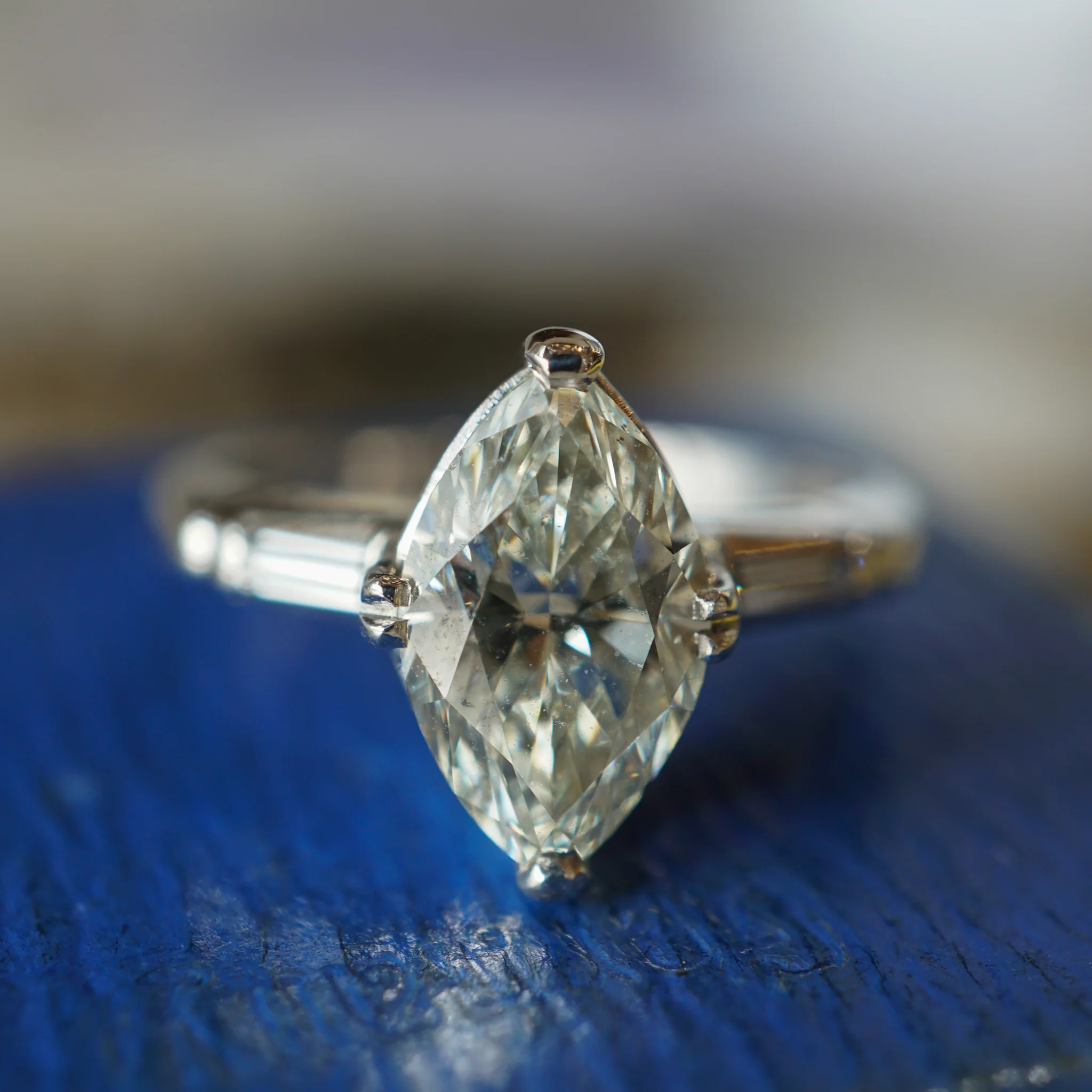 Mid-Century 1.34 Marquise Diamond Engagement Ring in 14k White Gold - Image 5