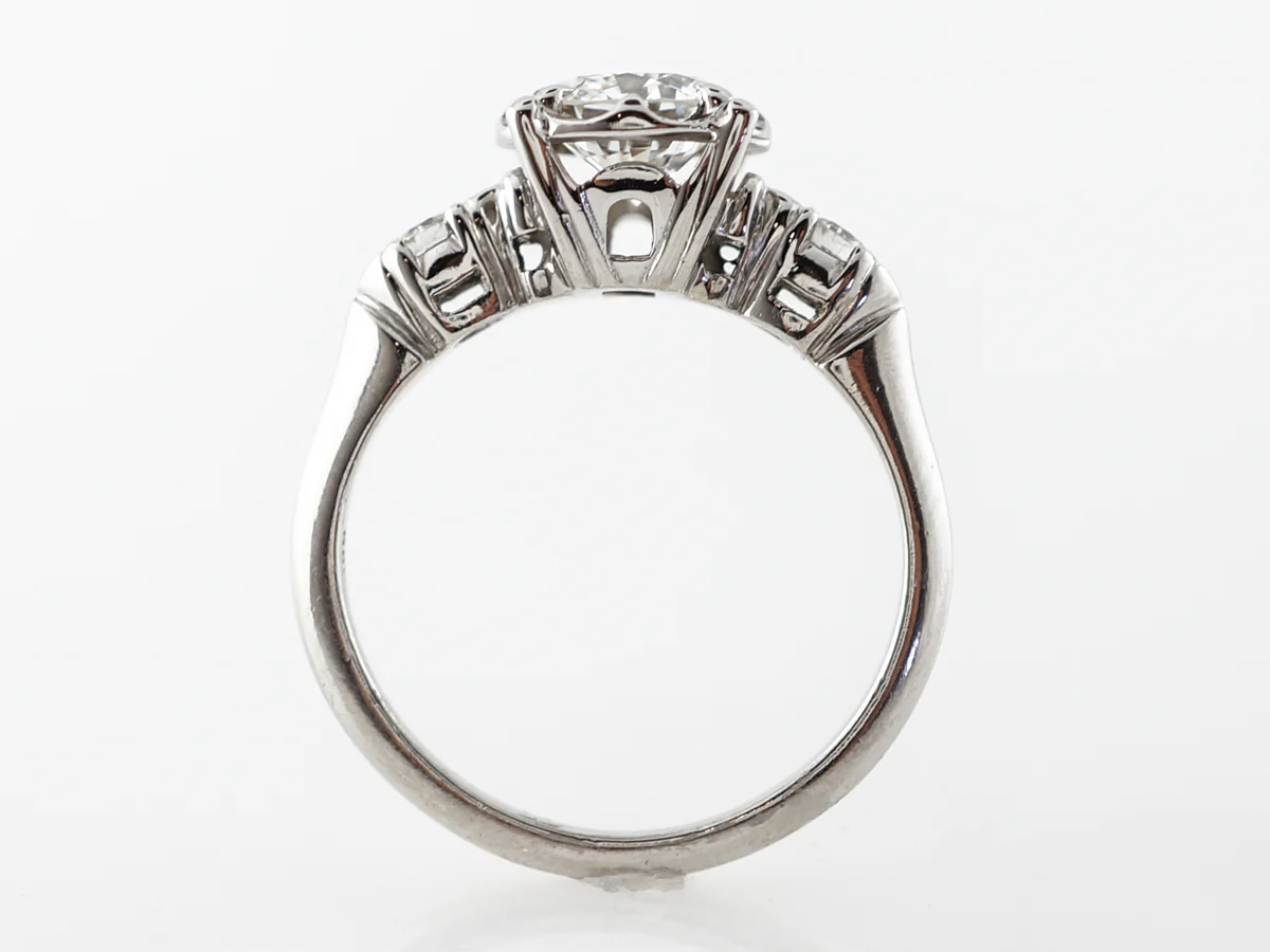 Mid-Century 1 Carat Diamond Engagement Ring Platinum - Image 4