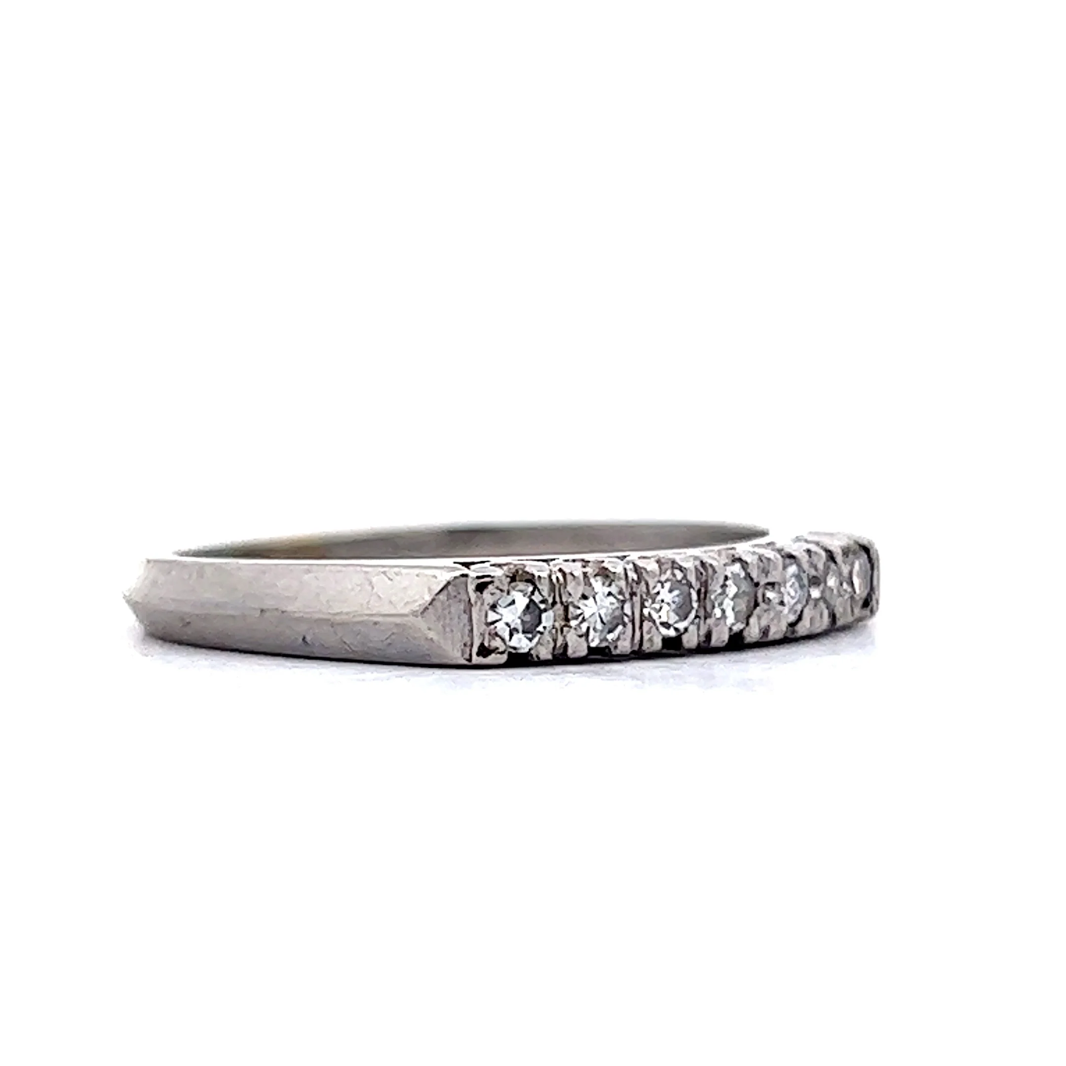Mid-Century .28 Single Cut Diamond Wedding Band in Platinum - Image 3