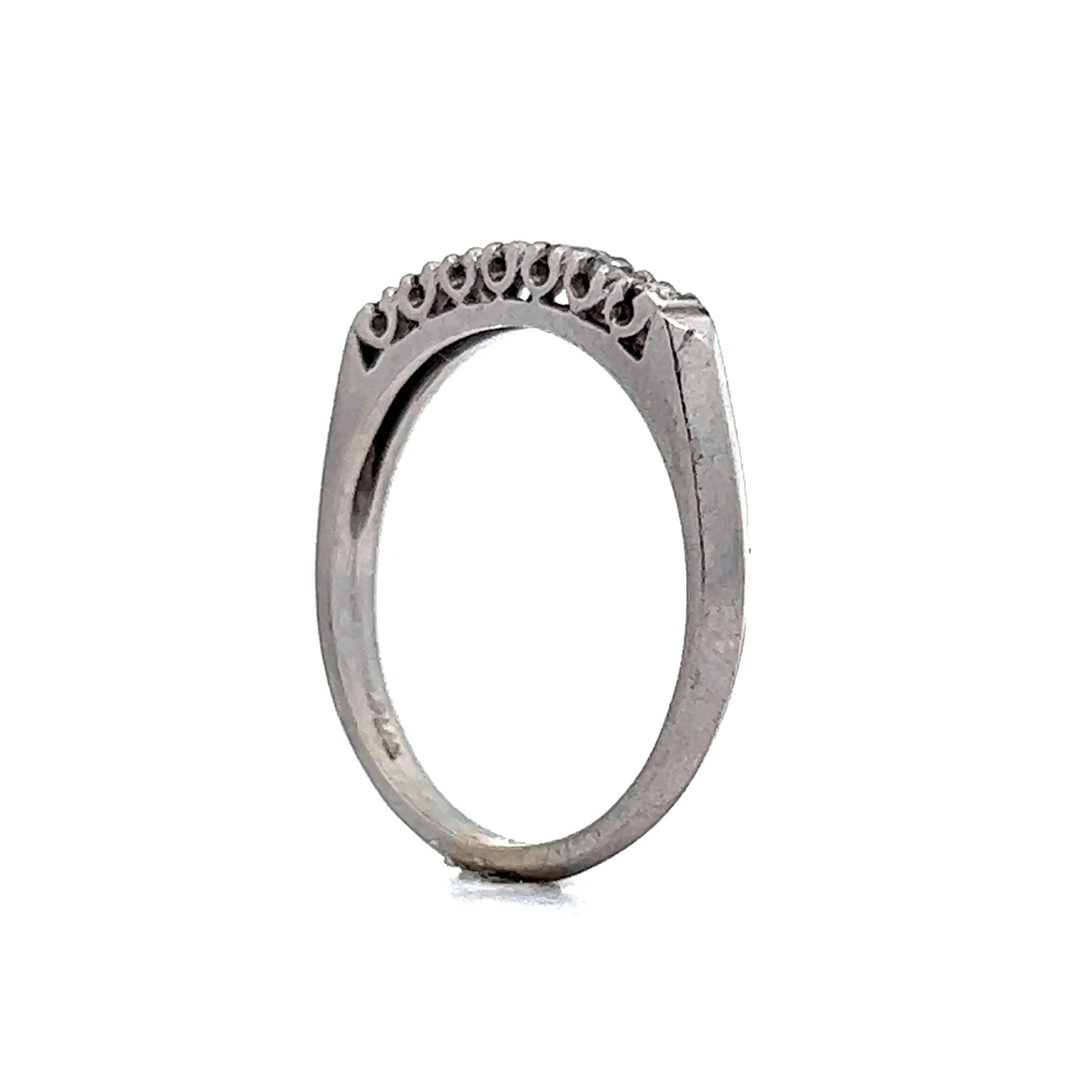 Mid-Century .28 Single Cut Diamond Wedding Band in Platinum - Image 5