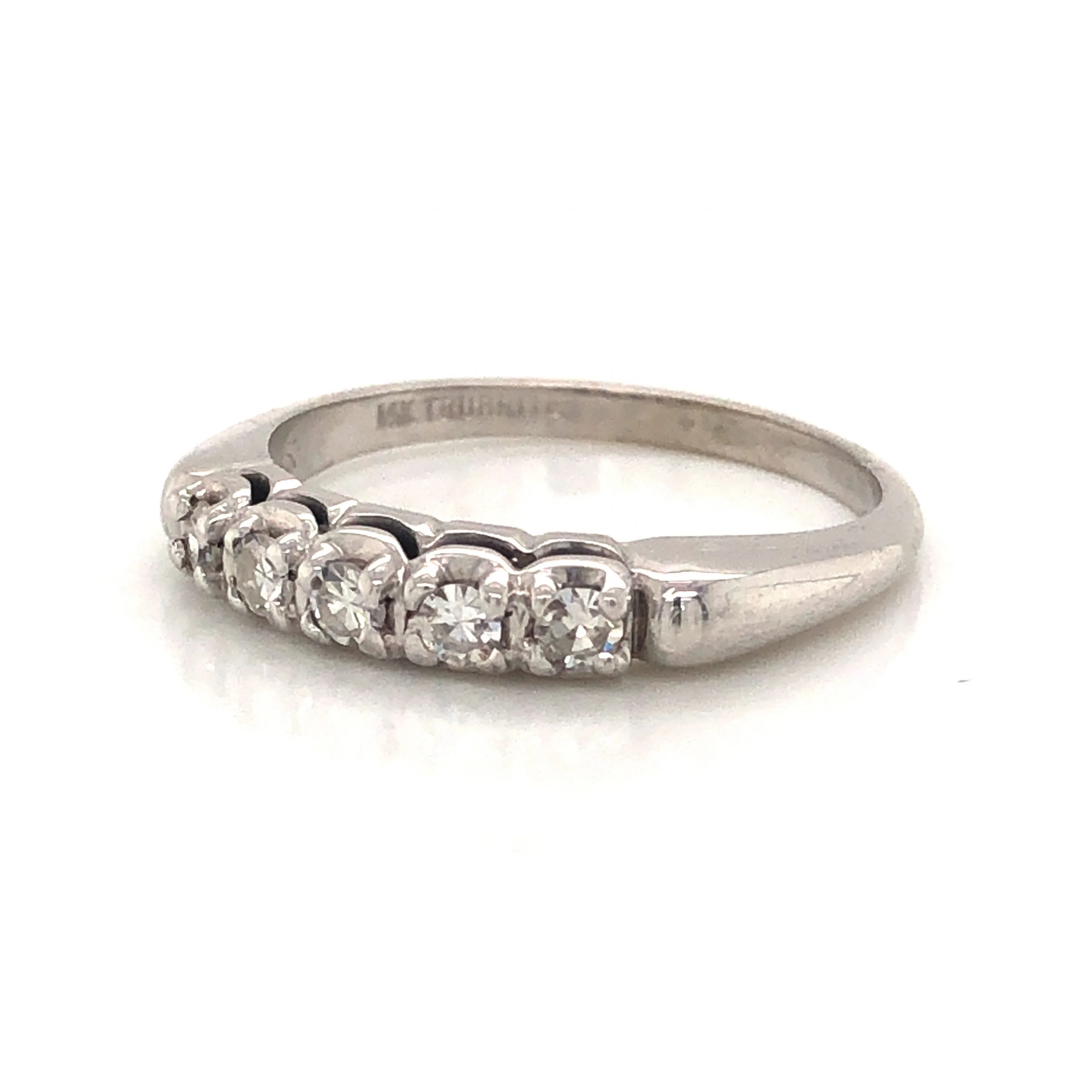 Mid-Century .30 Single Cut Diamond Wedding Band in 14k White Gold - Image 2