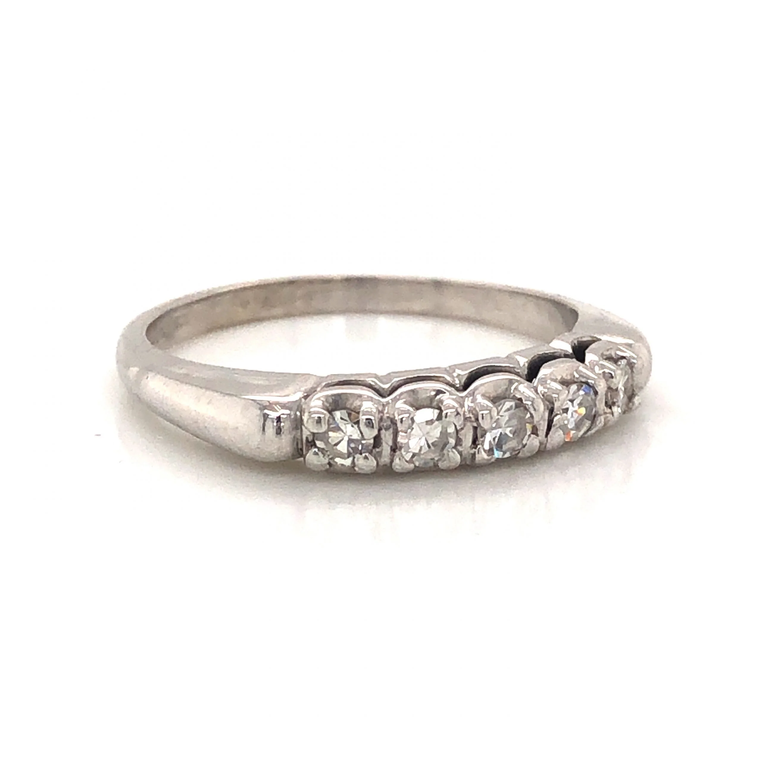 Mid-Century .30 Single Cut Diamond Wedding Band in 14k White Gold - Image 3