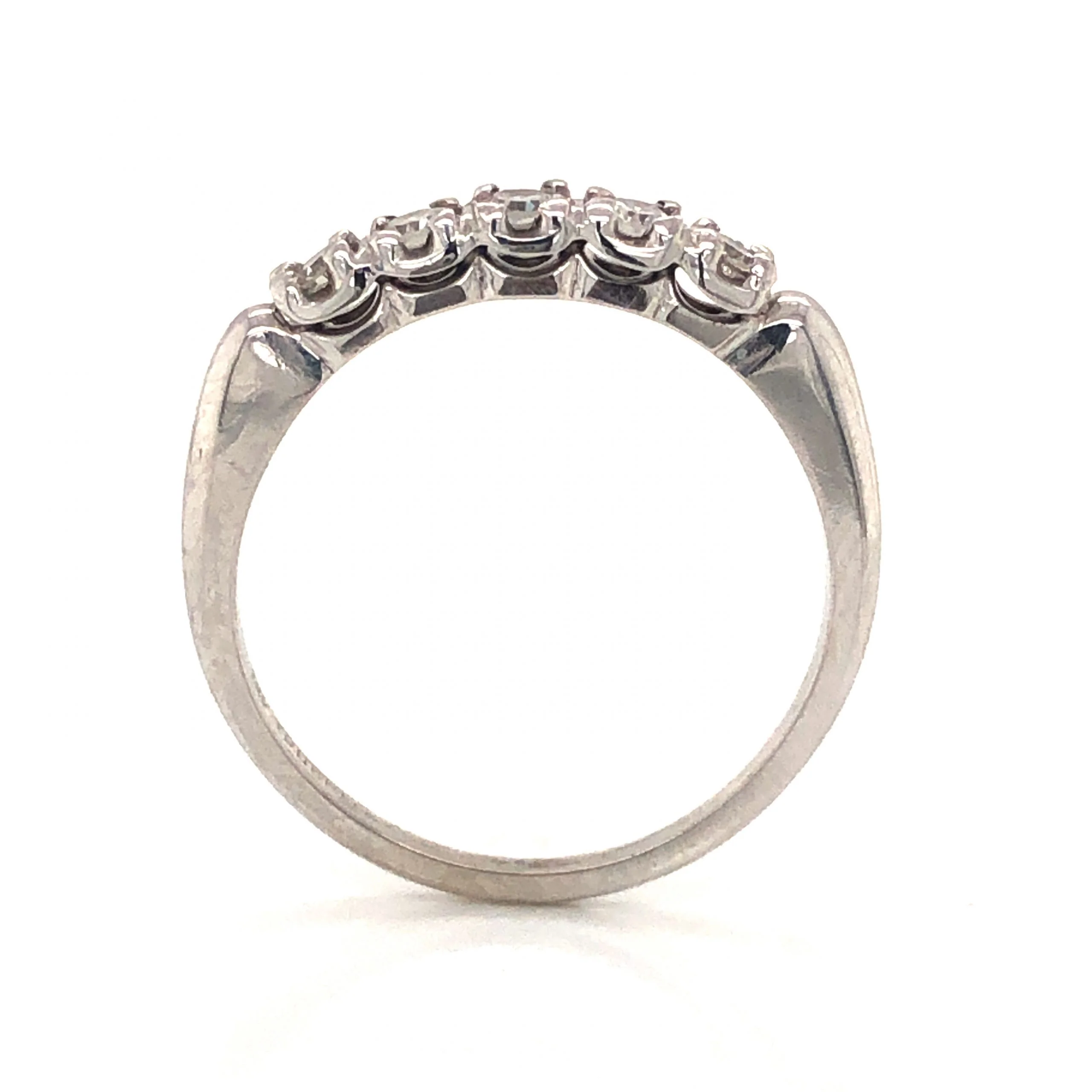 Mid-Century .30 Single Cut Diamond Wedding Band in 14k White Gold - Image 4
