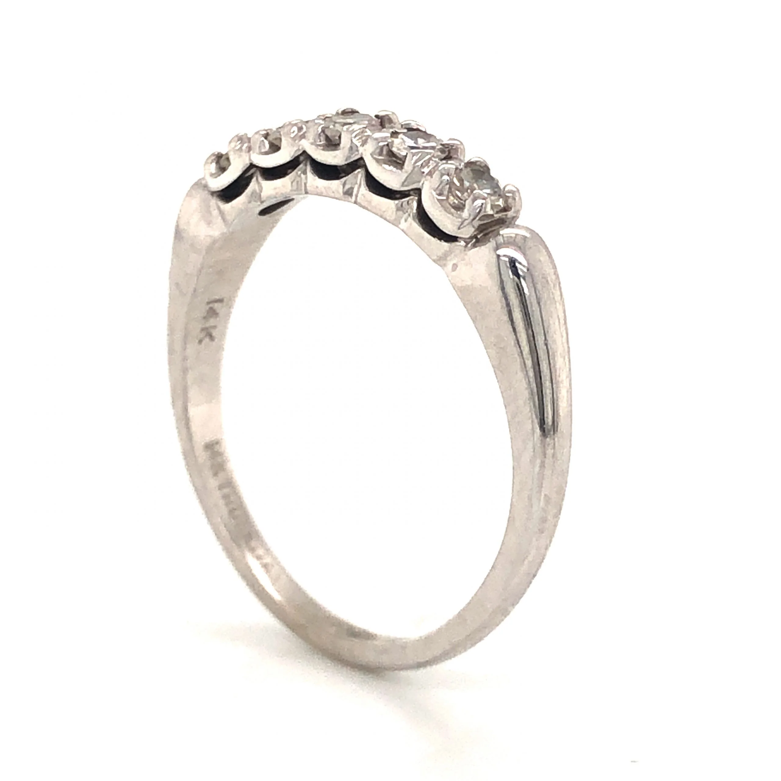 Mid-Century .30 Single Cut Diamond Wedding Band in 14k White Gold - Image 5