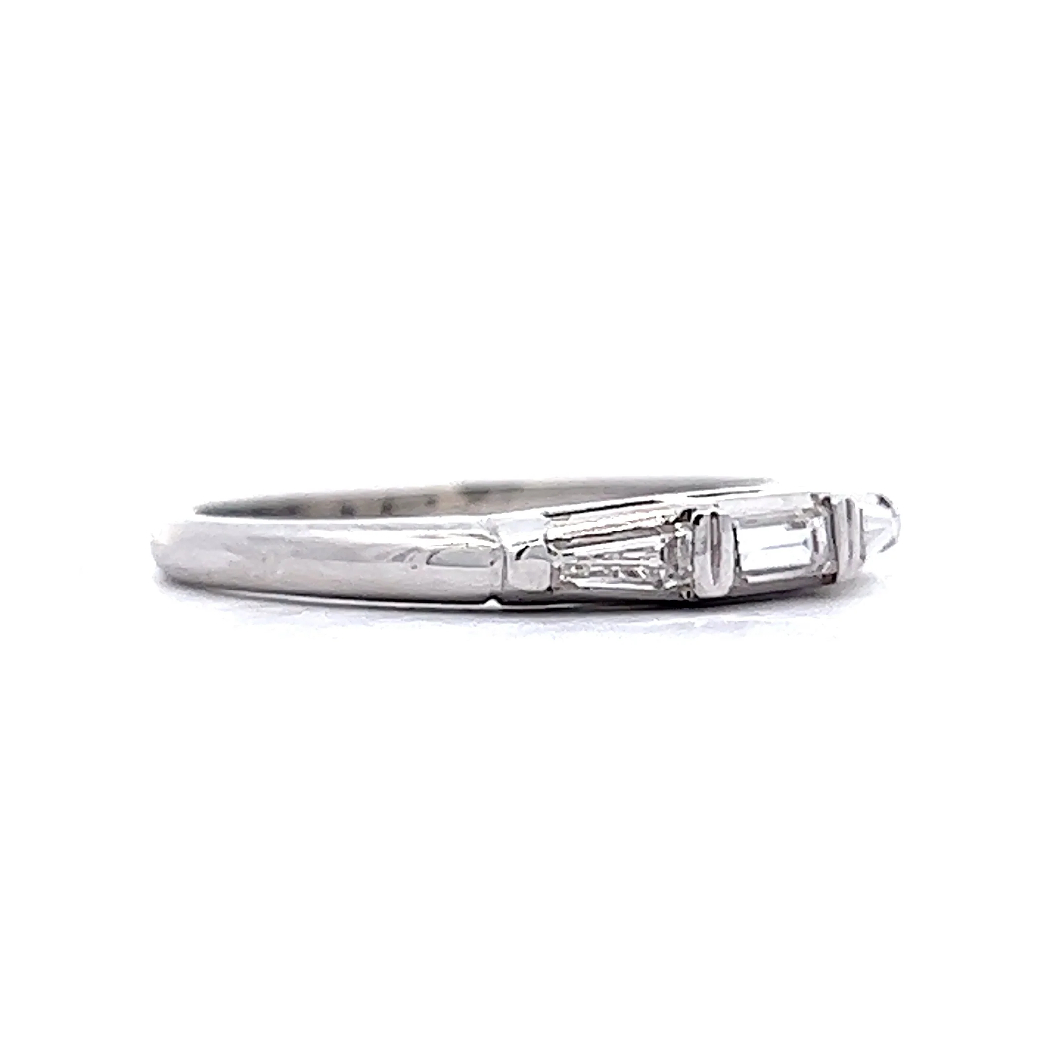 Mid-Century .35 Baguette Cut Diamond Wedding Band in 14k White Gold - Image 3