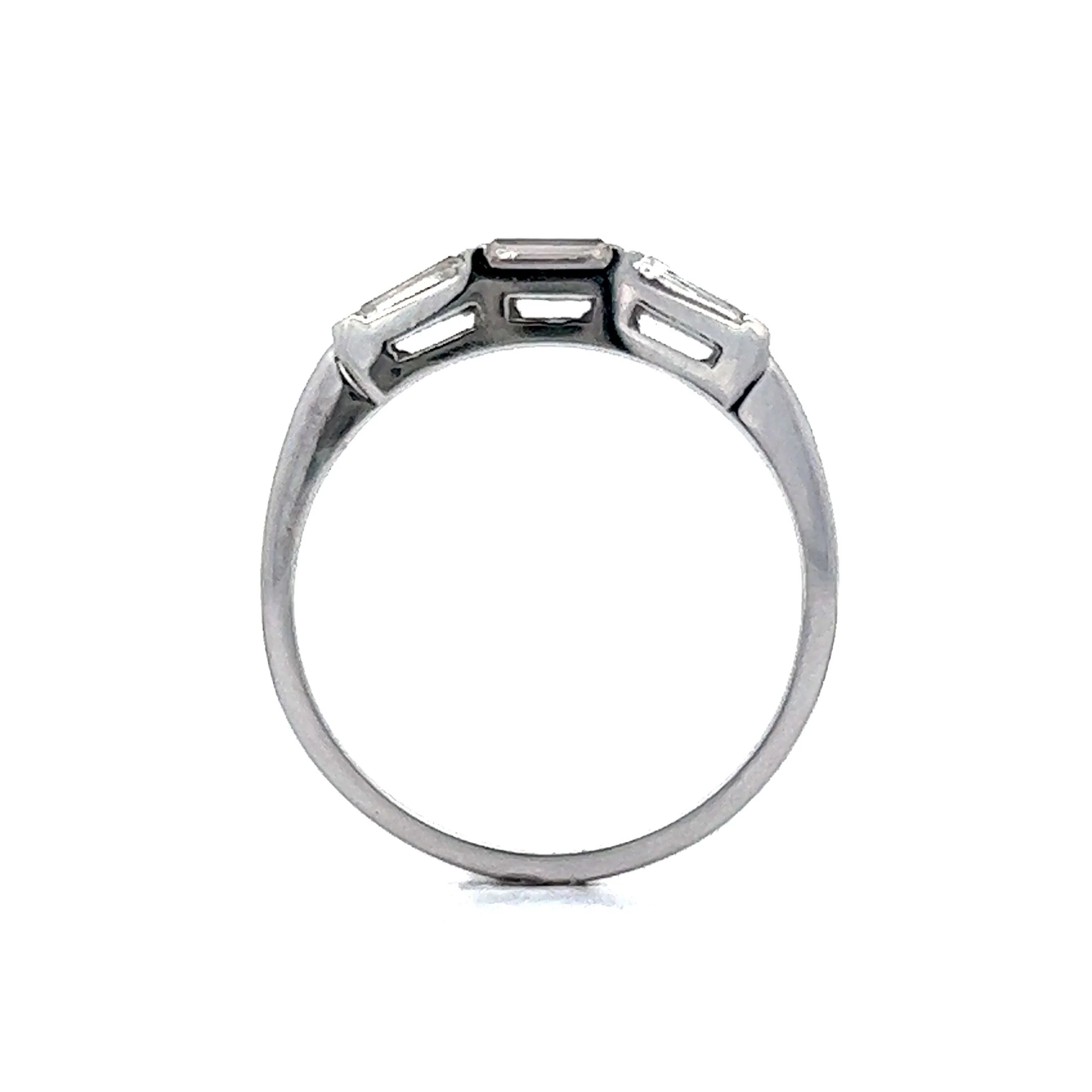 Mid-Century .35 Baguette Cut Diamond Wedding Band in 14k White Gold - Image 4