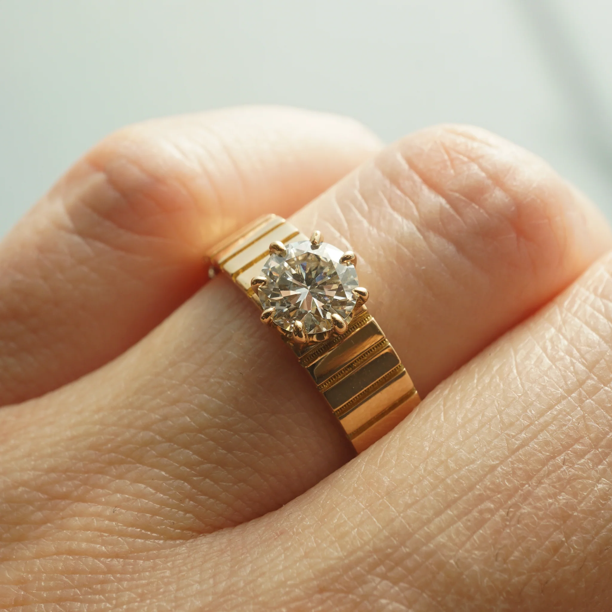 Mid-Century .70 Diamond Engagement Ring in 14k Yellow Gold - Image 5