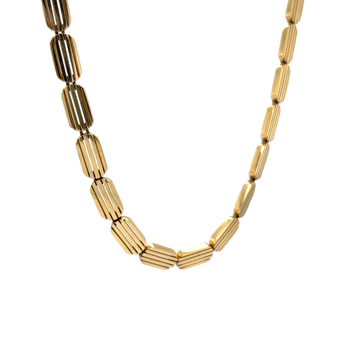 Mid-Century Decorative Chain Necklace in 14k Yellow Gold - Image 3
