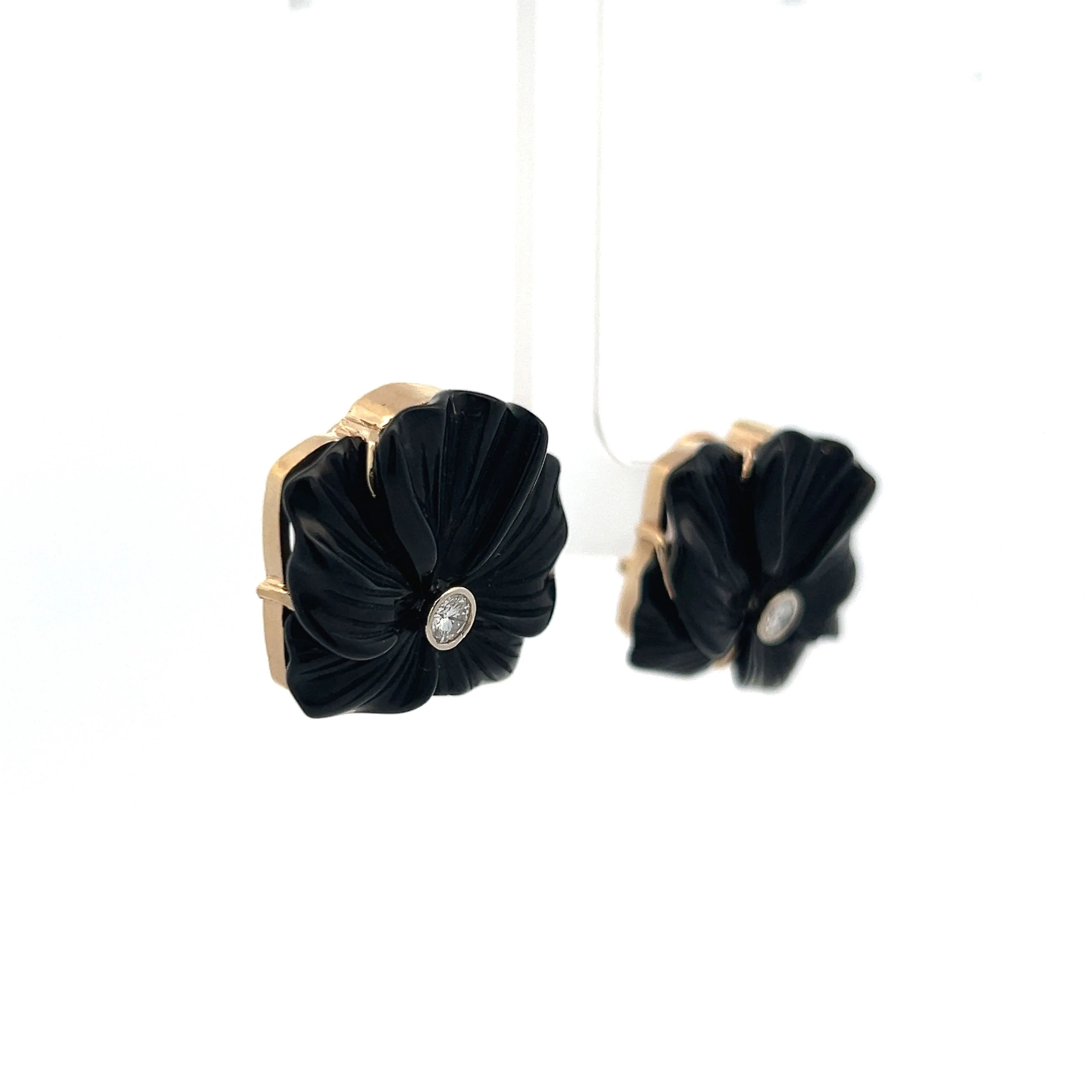 Mid-Century Diamond Stud Earrings in 14k Yellow Gold - Image 3