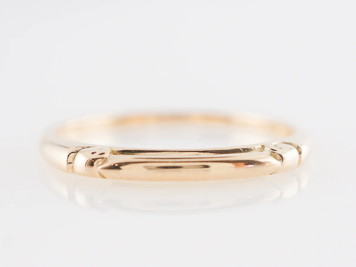 Mid-Century Engraved Wedding Band in 14k Yellow Gold