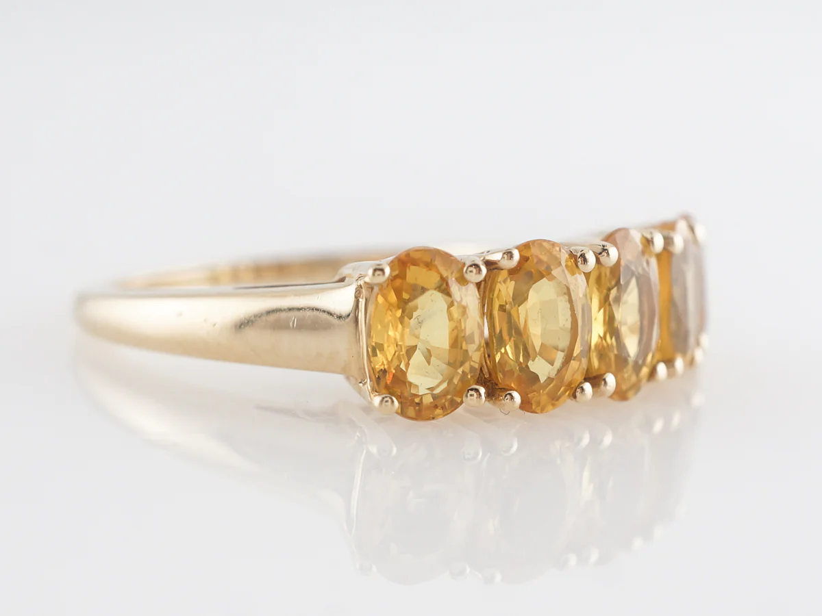Mid-Century Five Stone Citrine Ring in 14k Yellow Gold - Image 3