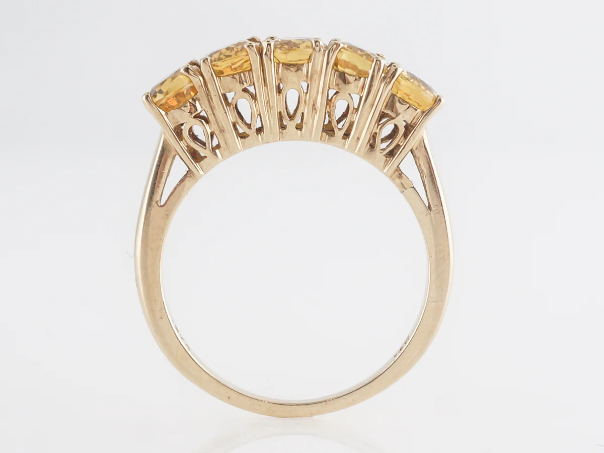 Mid-Century Five Stone Citrine Ring in 14k Yellow Gold - Image 4