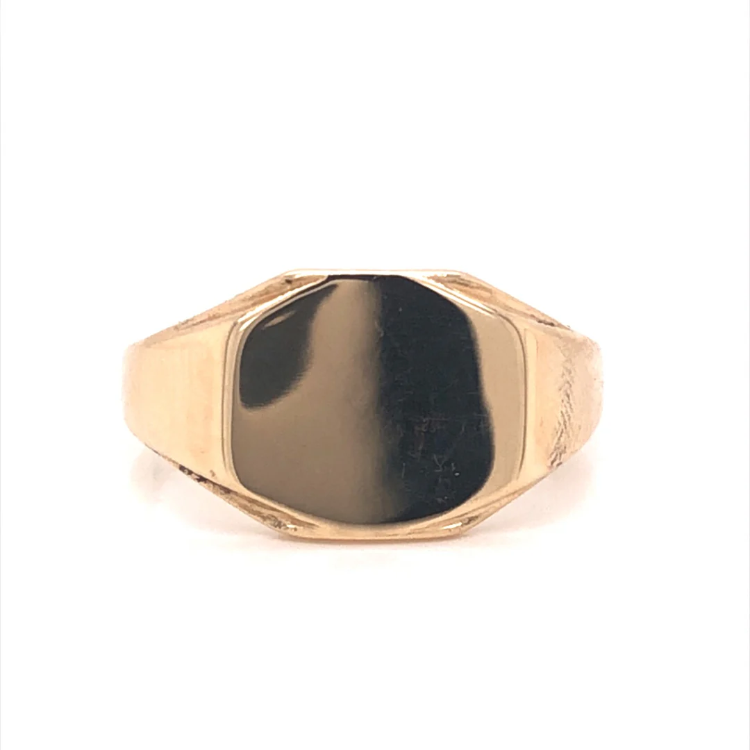 Mid-Century Geometric Signet Ring in 14k Yellow Gold