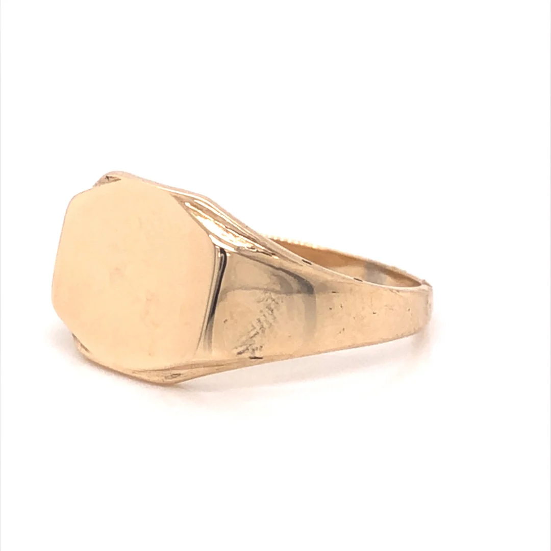 Mid-Century Geometric Signet Ring in 14k Yellow Gold - Image 2