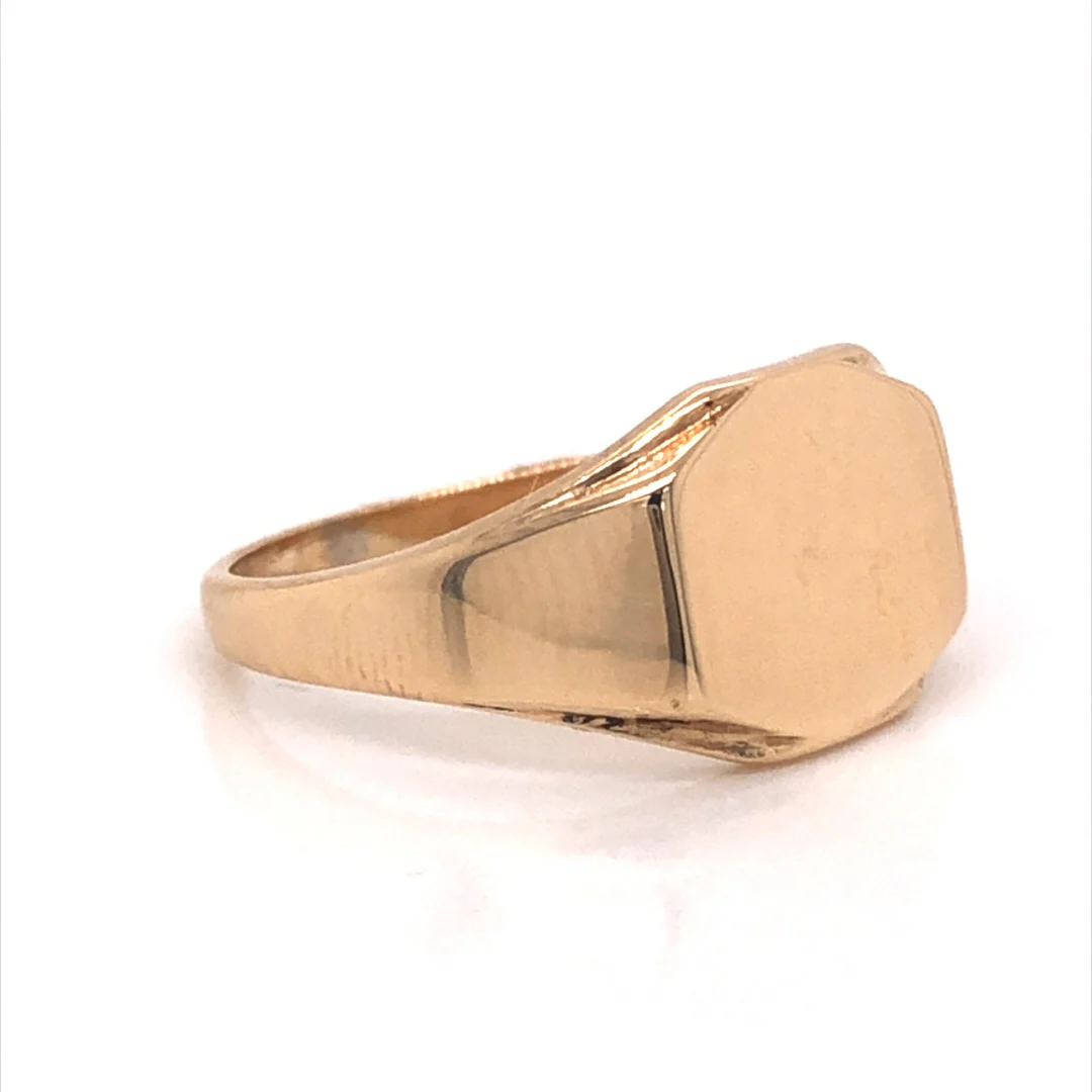 Mid-Century Geometric Signet Ring in 14k Yellow Gold - Image 3