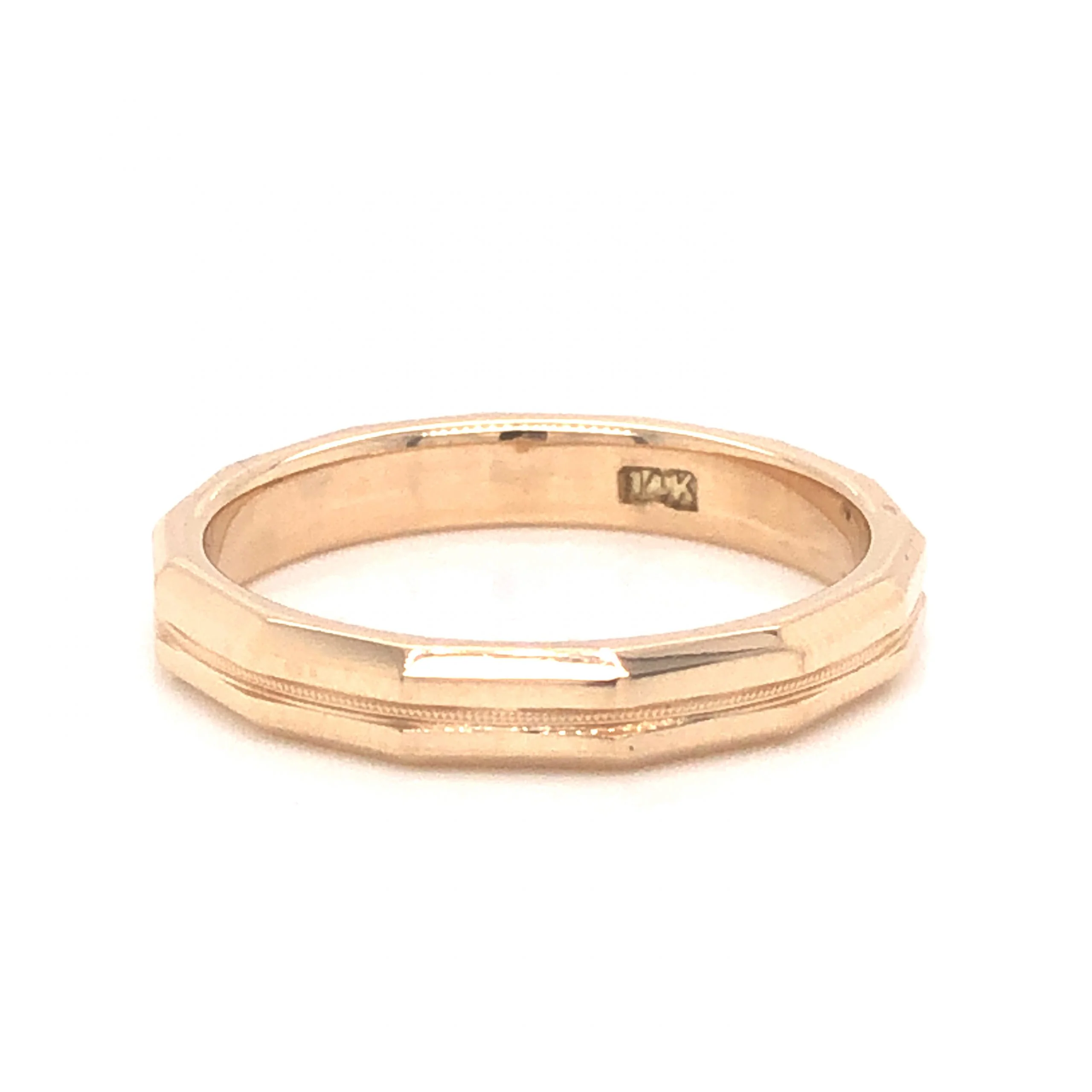 Mid-Century Geometric Wedding Band in 14k Yellow Gold - Image 2