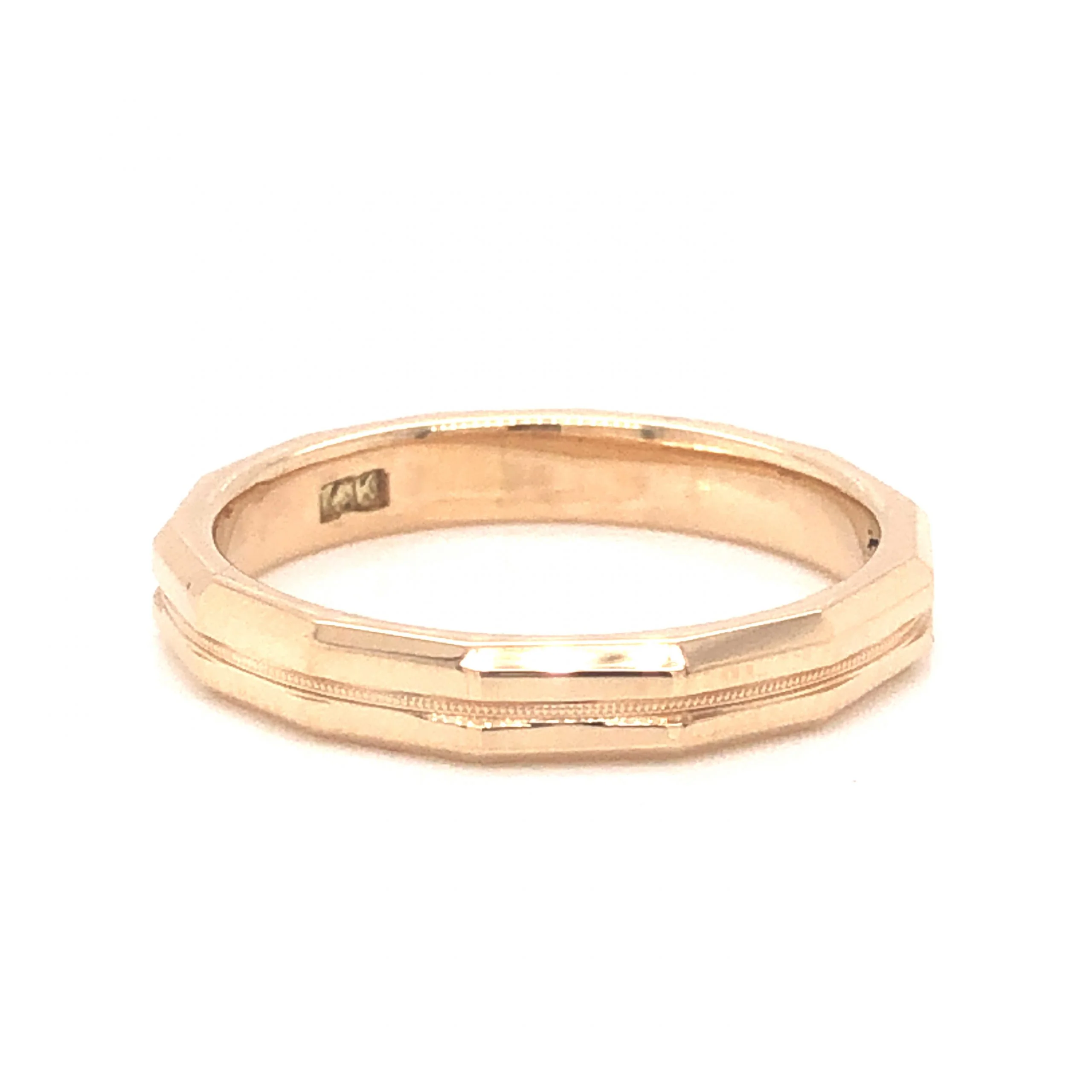 Mid-Century Geometric Wedding Band in 14k Yellow Gold - Image 3