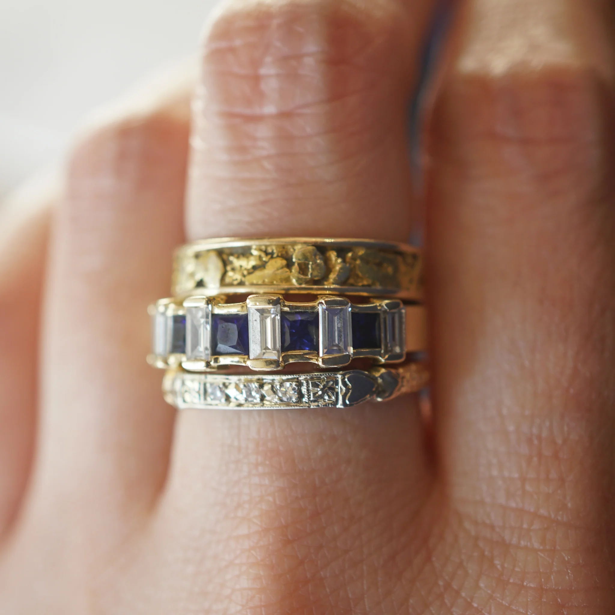 Mid-Century Gold Nugget Wedding Band in 14k Yellow Gold - Image 8