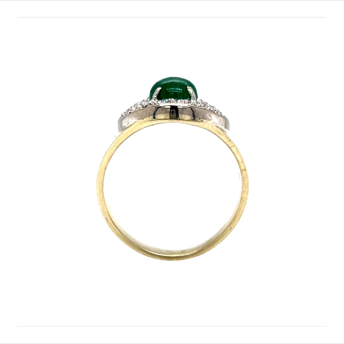 Mid-Century Emerald & Diamond Ring in 14k Gold - Image 3