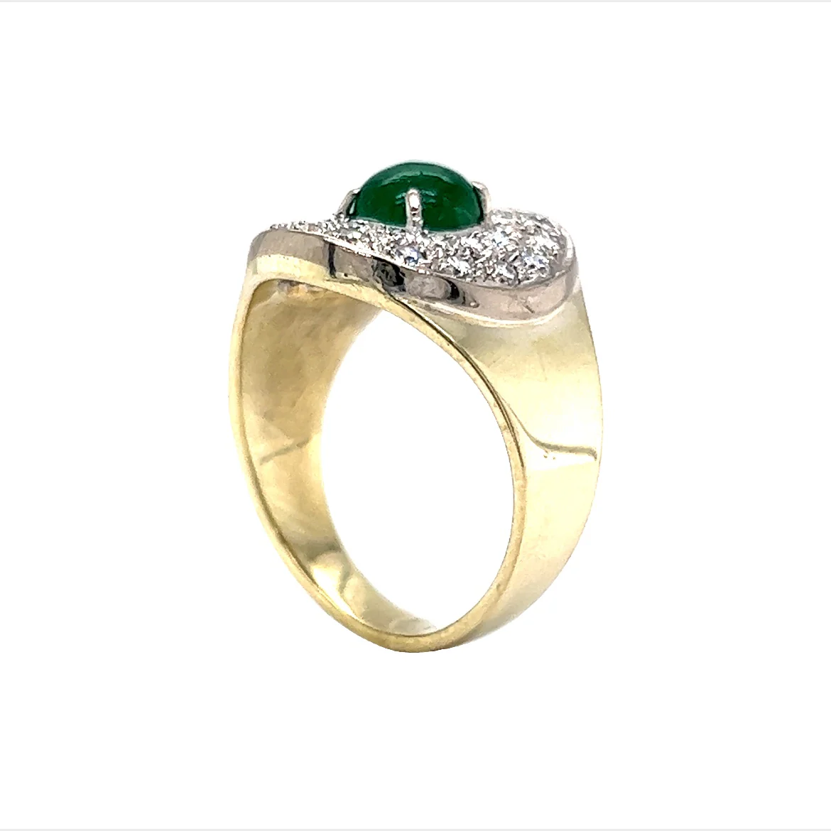 Mid-Century Emerald & Diamond Ring in 14k Gold - Image 4