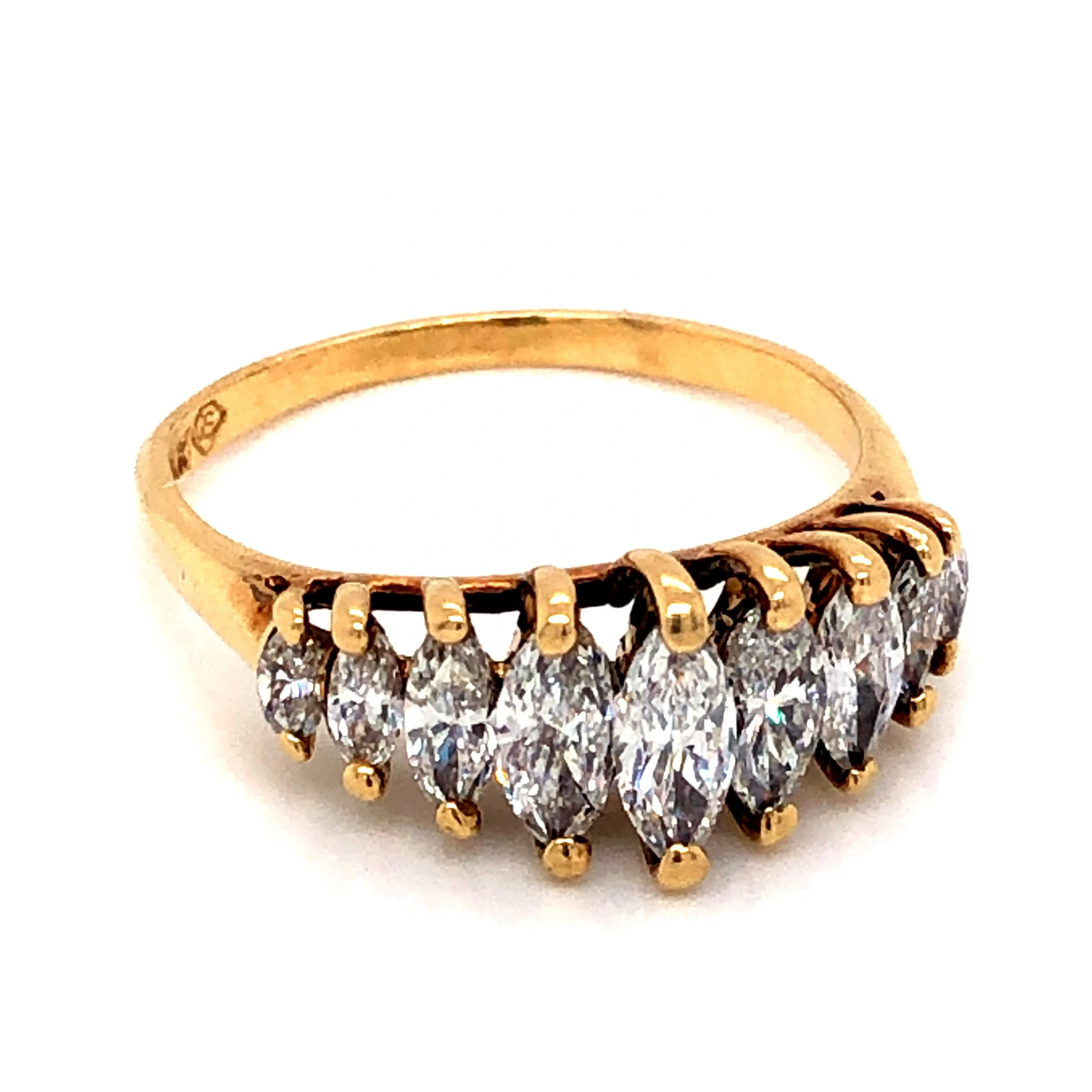 Mid-Century Marquise Diamond Cocktail Ring in 14k Yellow Gold - Image 3