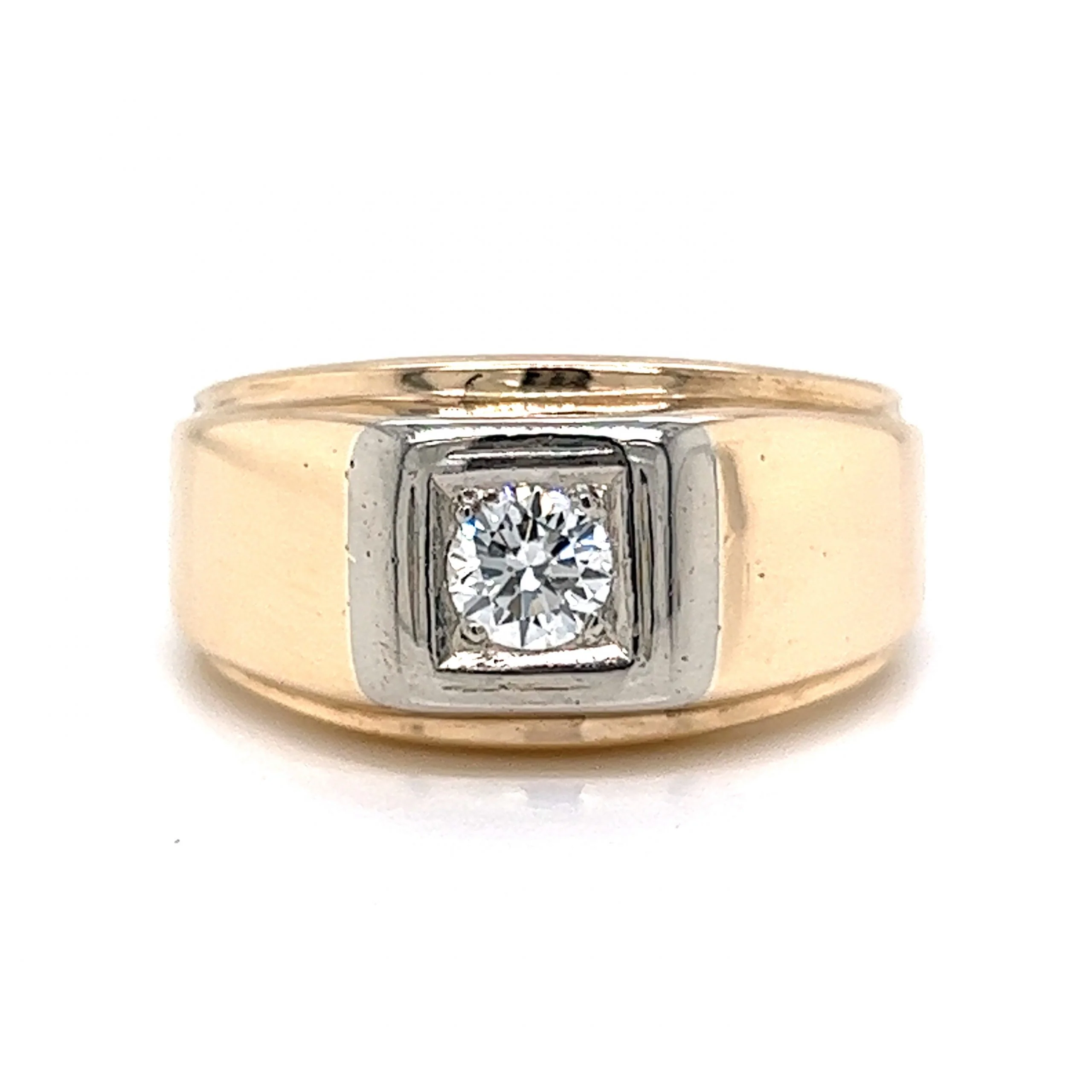 Mid-Century Men's Diamond Ring in 14k Yellow Gold