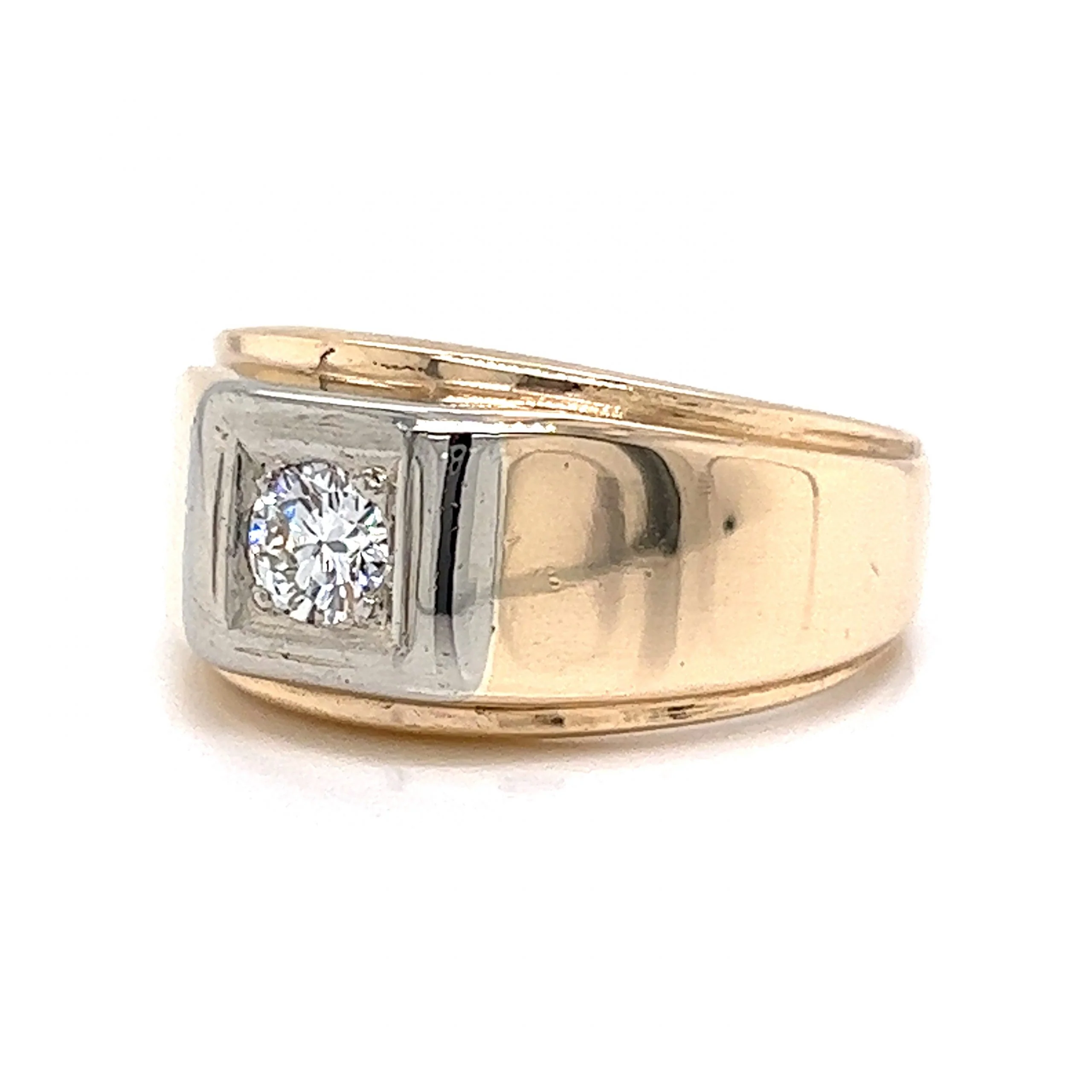 Mid-Century Men's Diamond Ring in 14k Yellow Gold - Image 2