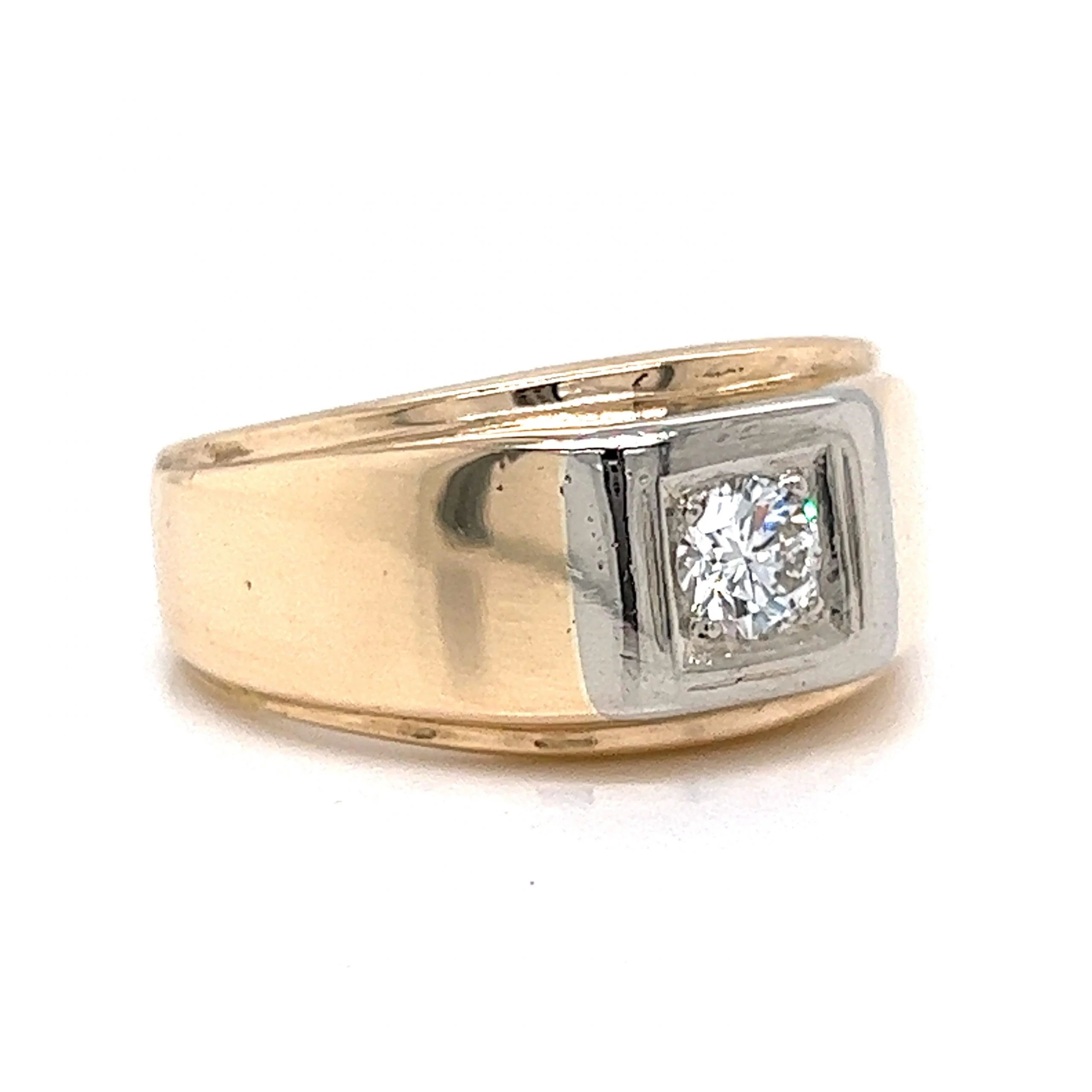 Mid-Century Men's Diamond Ring in 14k Yellow Gold - Image 3