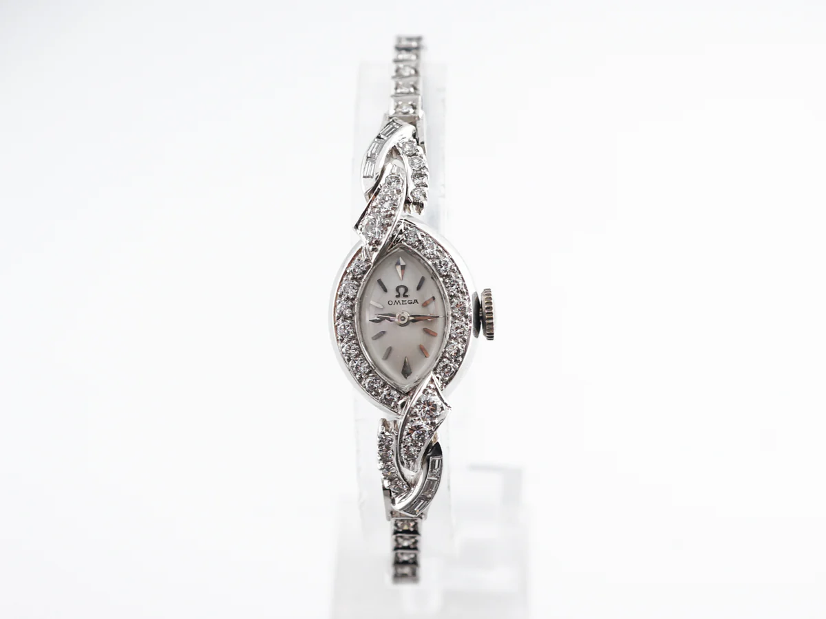 Mid-Century Omega Ladies Watch w/ Diamonds in Platinum