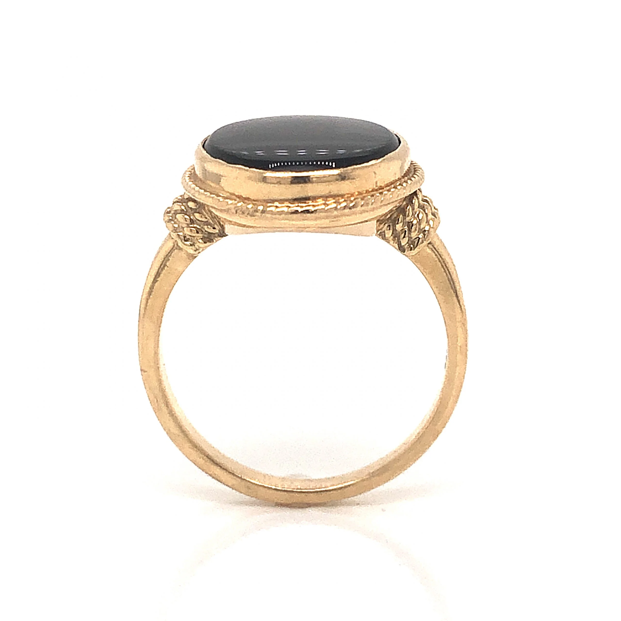Mid-Century Onyx Cocktail Ring 14k Yellow Gold - Image 4