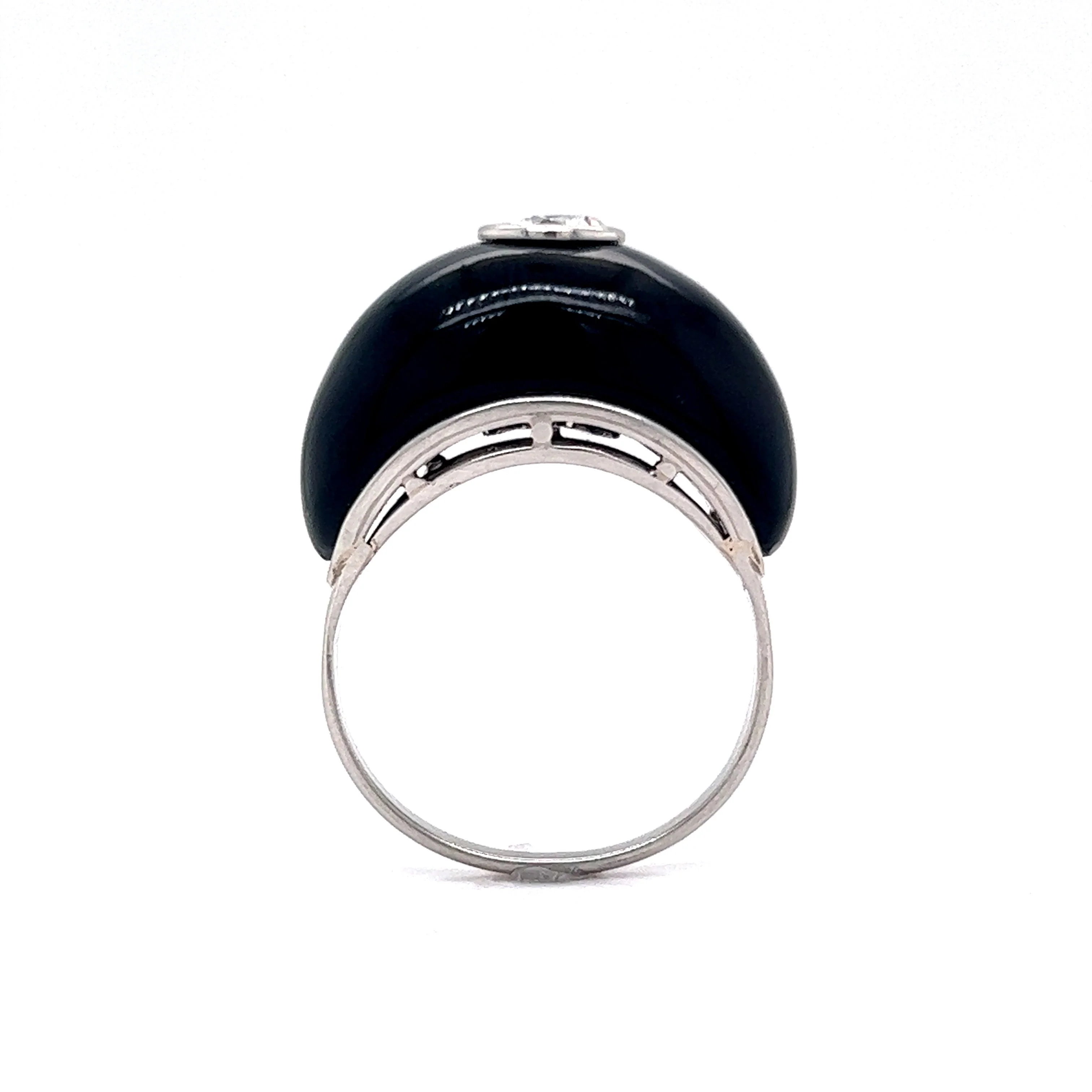 Mid-Century Onyx & Diamond Ring in Platinum - Image 4