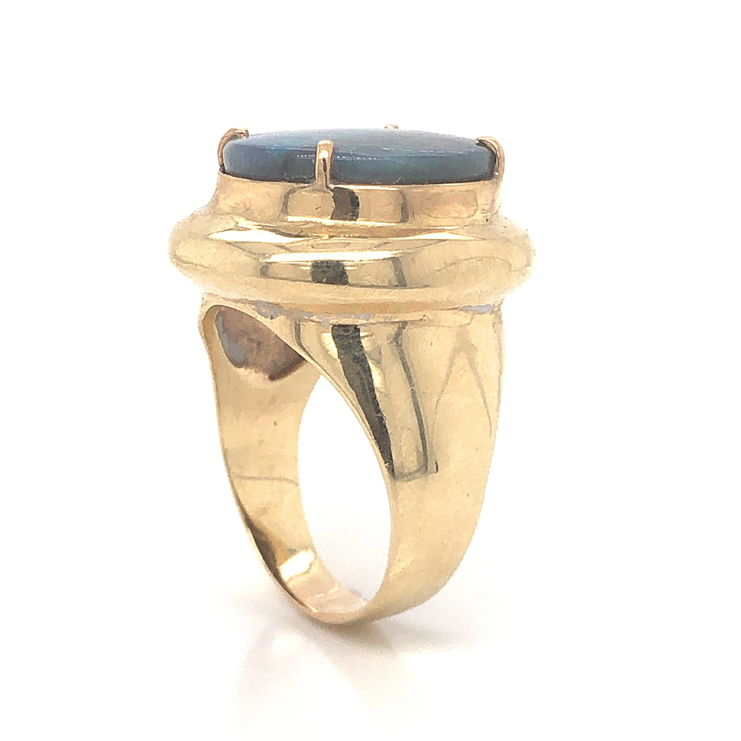 Mid-Century Opal Tablet Cocktail Ring in 14k Yellow Gold - Image 4