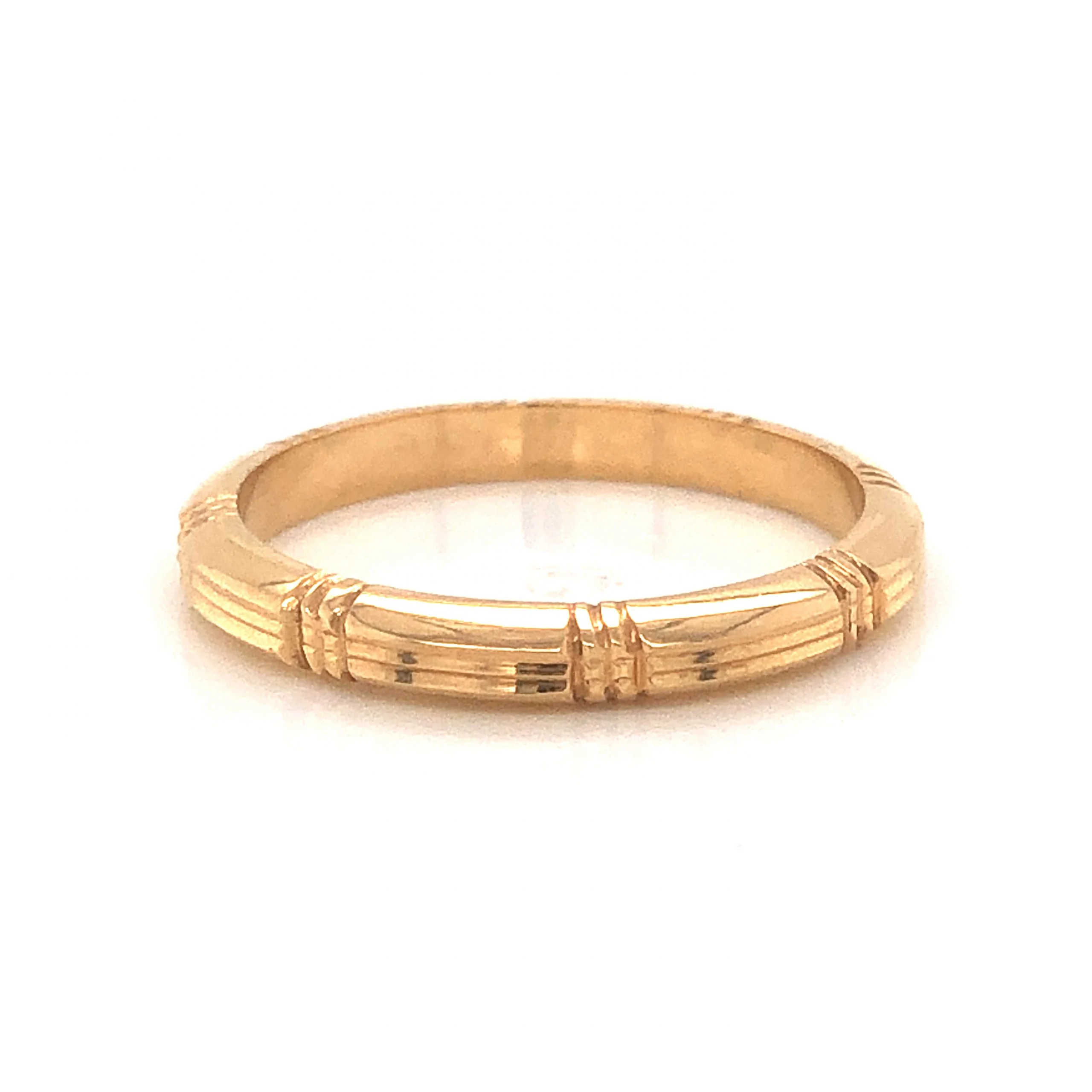Mid-Century Ridged Wedding Band in 14k Yellow Gold - Image 2