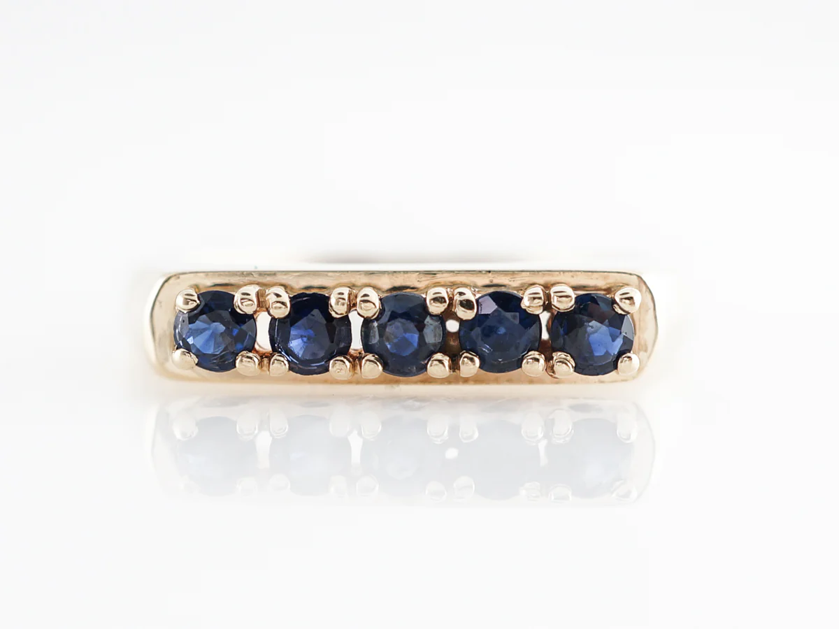 Mid-Century Sapphire Wedding Band in 14k Yellow Gold