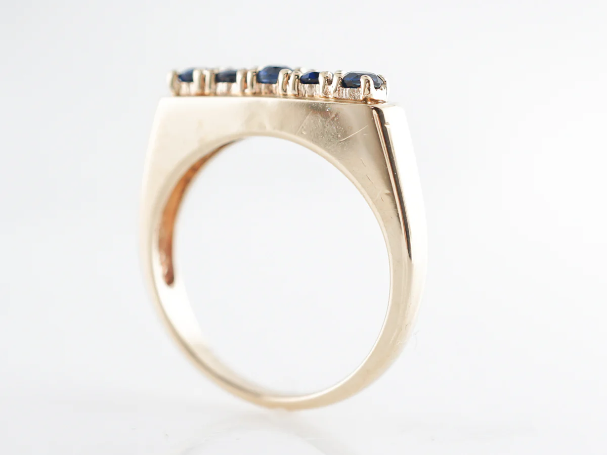 Mid-Century Sapphire Wedding Band in 14k Yellow Gold - Image 5