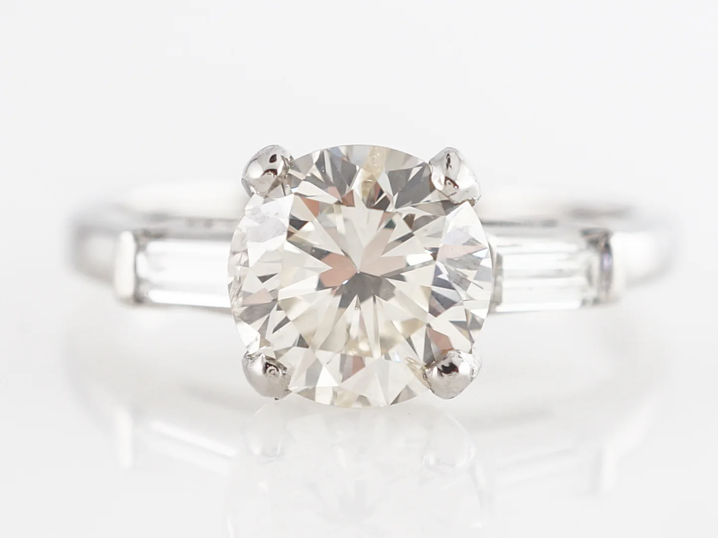 Mid-Century Solitaire Diamond Engagement Ring in Platinum