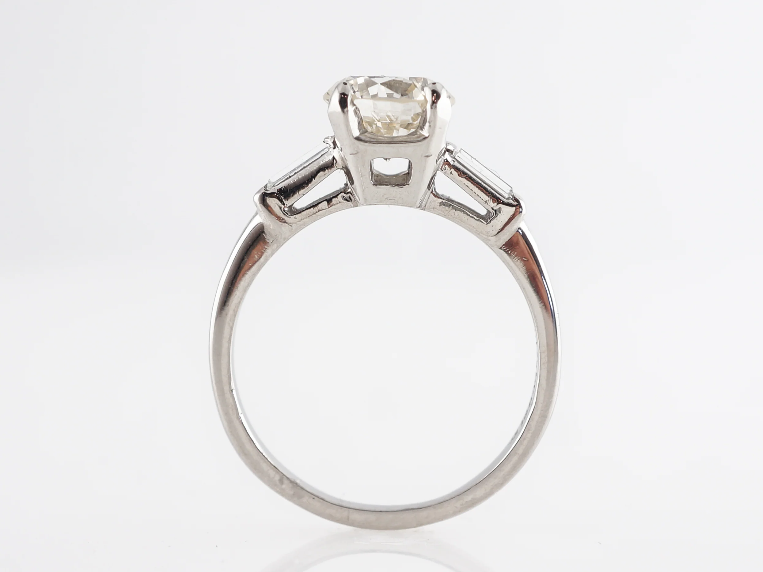 Mid-Century Solitaire Diamond Engagement Ring in Platinum - Image 4