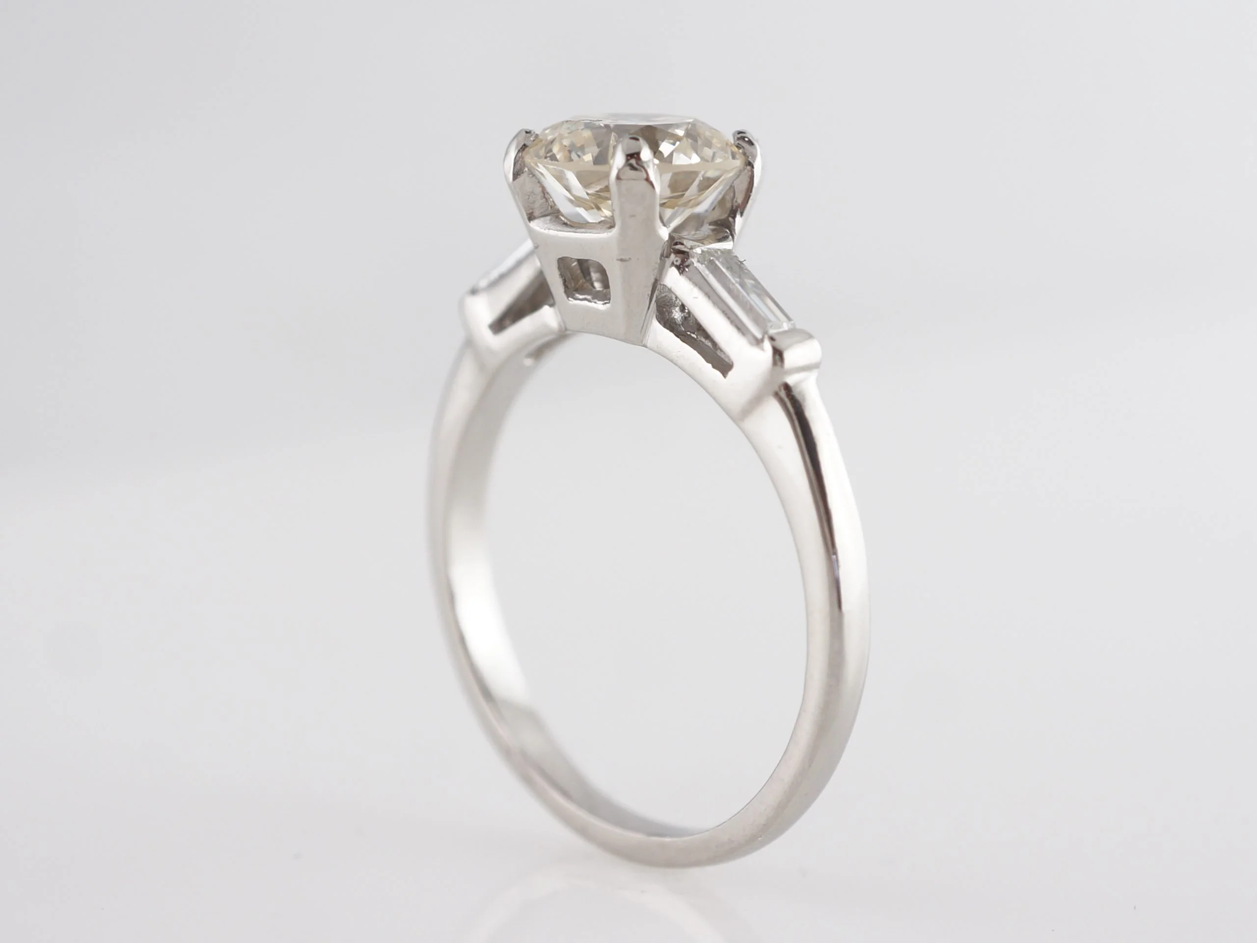 Mid-Century Solitaire Diamond Engagement Ring in Platinum - Image 5