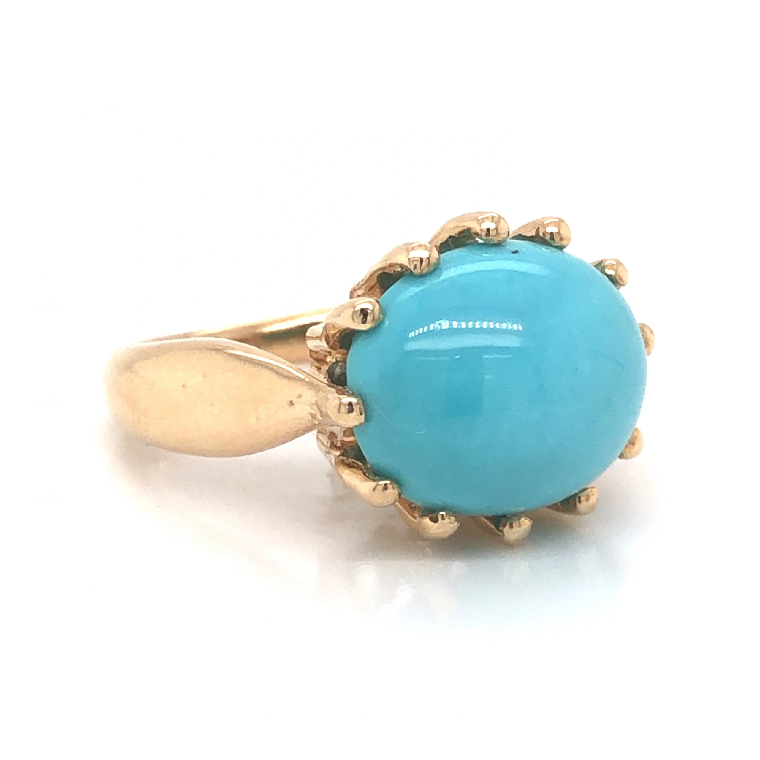 Mid-Century Turquoise Cocktail Ring in 14k Yellow Gold - Image 3