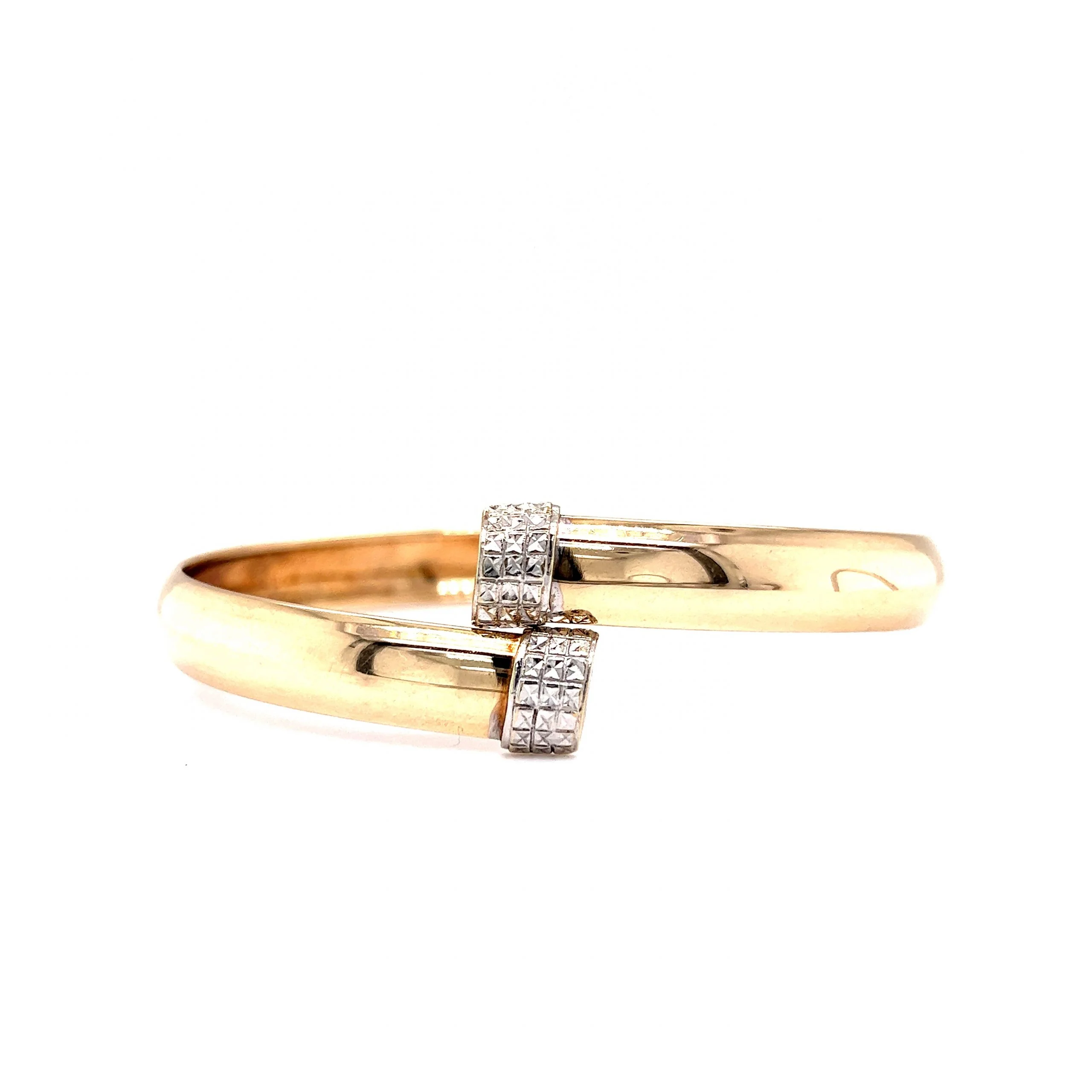 Mid-Century Wrap Bangle Bracelet in 10k Yellow & White Gold