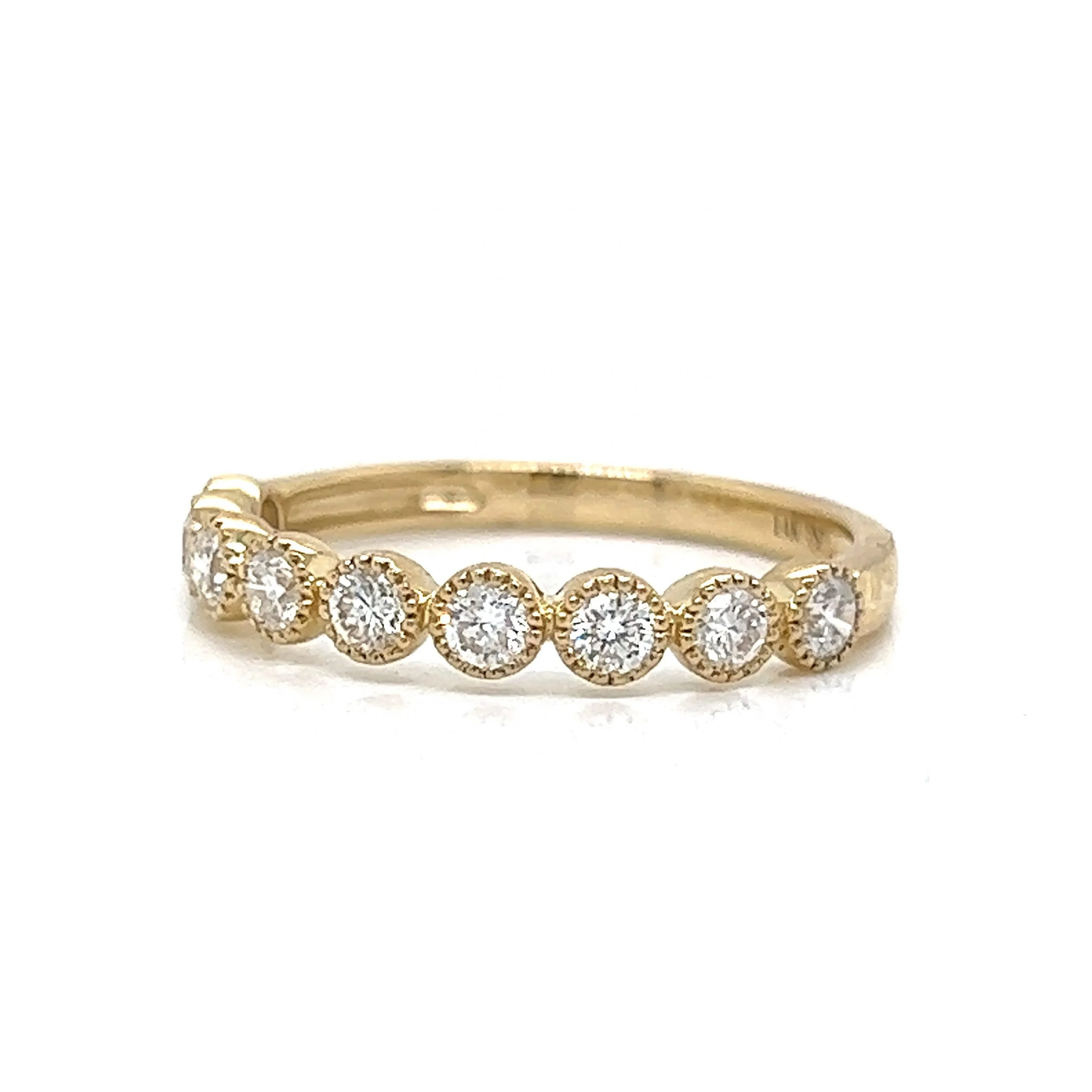 Milgrain Bezel Set Diamond Wedding Band in 14k Yellow Gold - Image 2