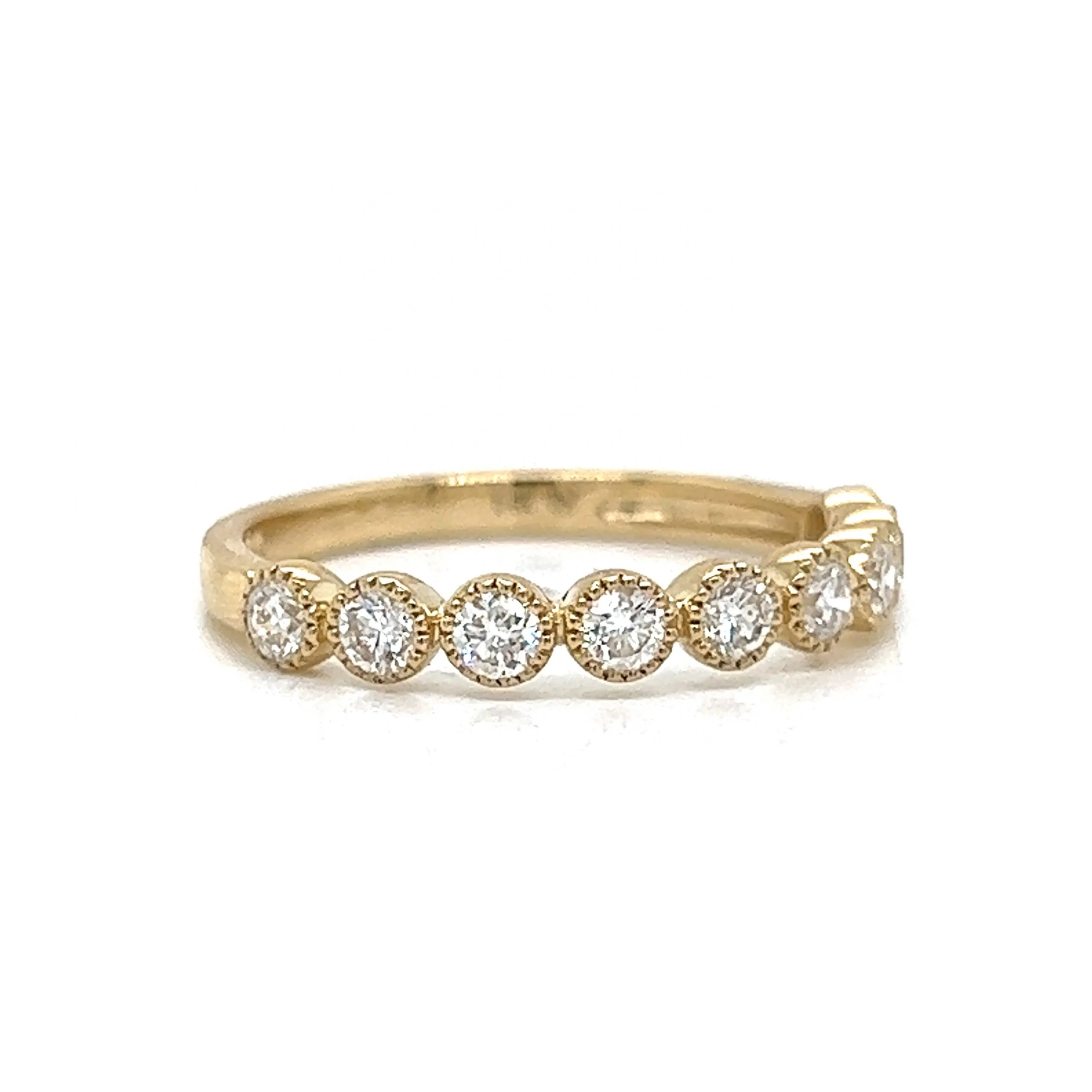 Milgrain Bezel Set Diamond Wedding Band in 14k Yellow Gold - Image 3