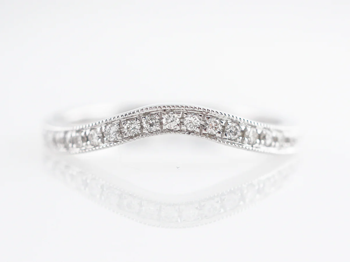 Milgrain Contour Diamond Band in 14k White Gold